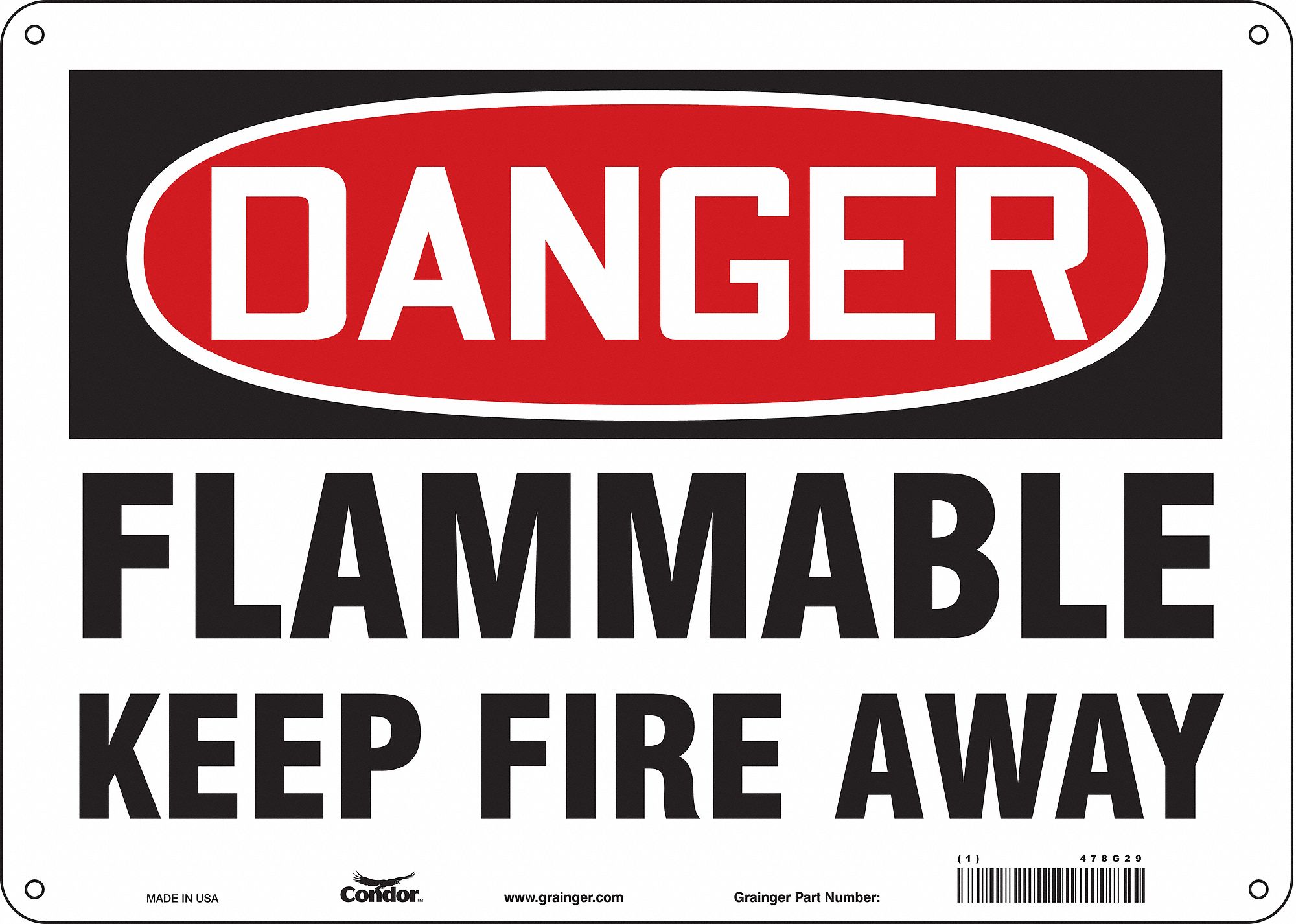 Safety Sign: Polyethylene, Mounting Holes Sign Mounting, 10 in x 14 in Nominal Sign Size