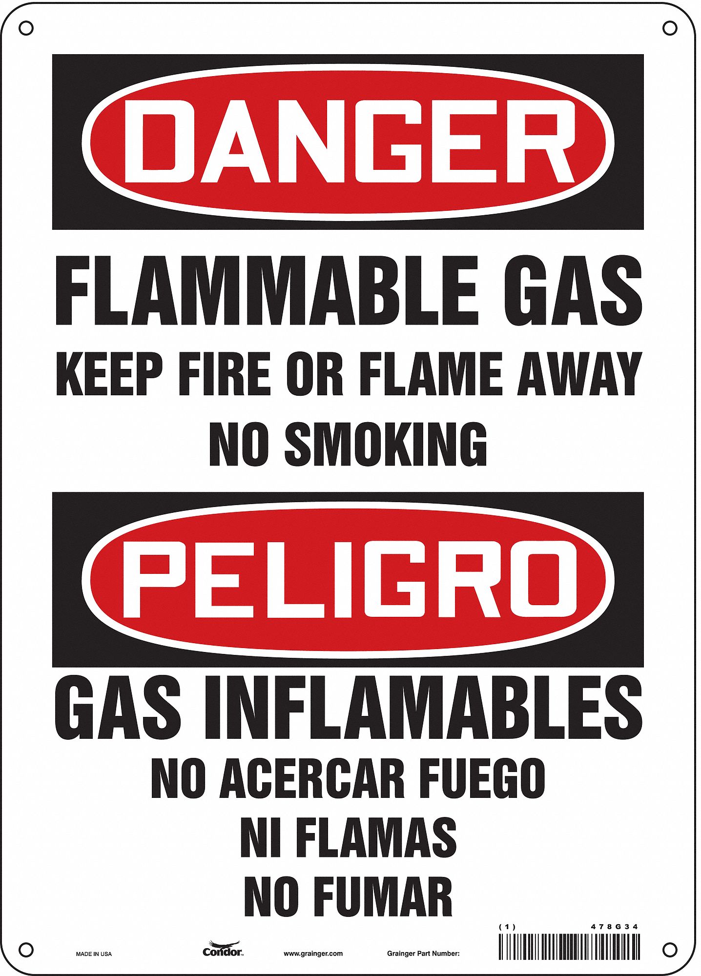 Safety Sign: Aluminum, Mounting Holes Sign Mounting, 14 in x 10 in Nominal Sign Size, 0.032 in Thick