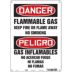 Danger/Peligro: Flammable Gas Keep Fire Or Flame Away No Smoking/Gas Inflamable No Acercar Fuego Ni Llamas No Fumar Signs
