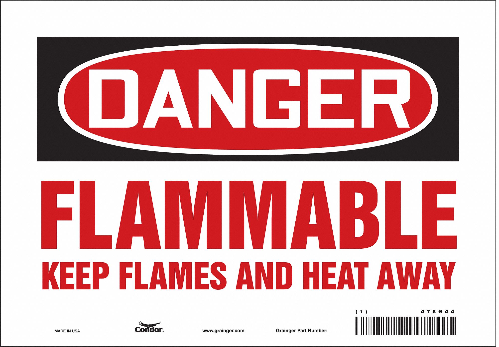 Safety Sign: Vinyl, Adhesive Sign Mounting, 7 in x 10 in Nominal Sign Size, Not Retroreflective