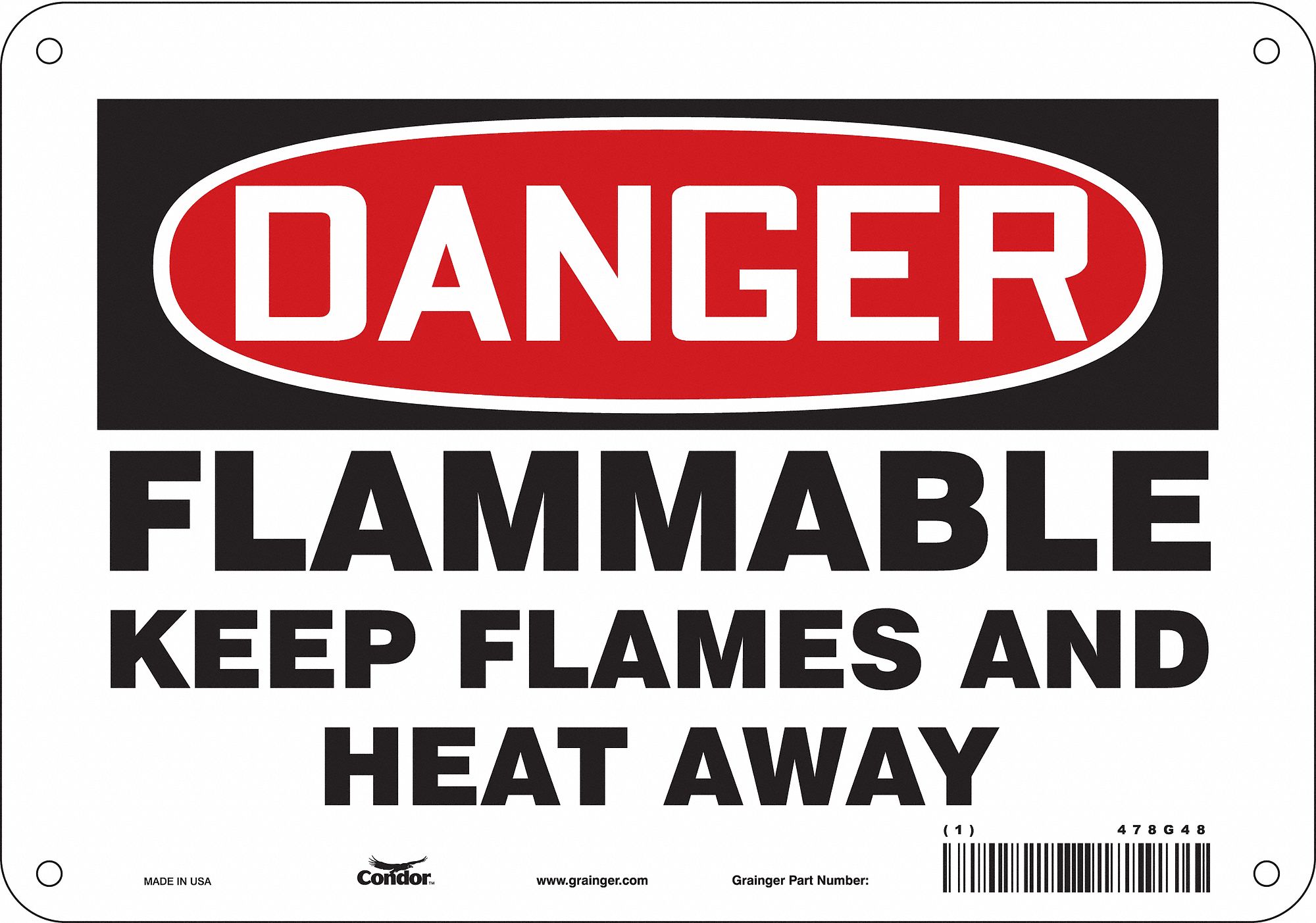 Safety Sign: Polyethylene, Mounting Holes Sign Mounting, 7 in x 10 in Nominal Sign Size