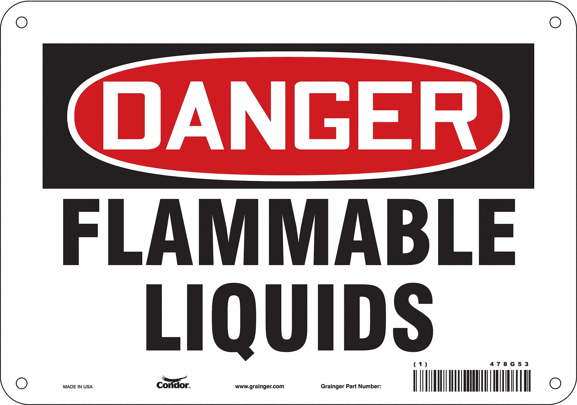 Safety Sign: Aluminum, Mounting Holes Sign Mounting, 7 in x 10 in Nominal Sign Size, 0.032 in Thick