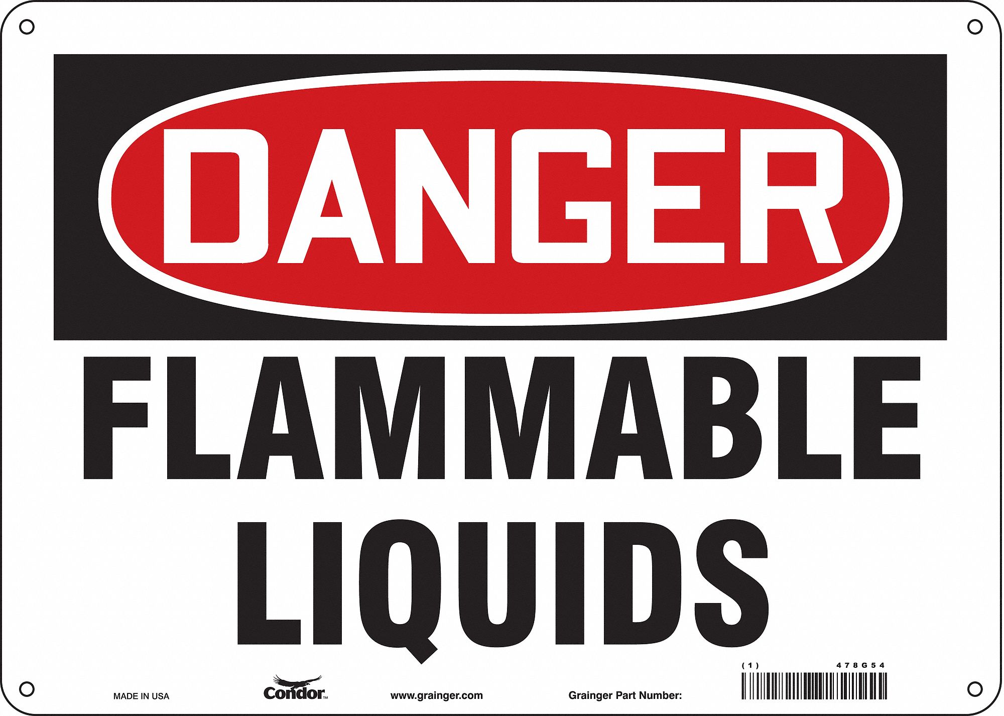 Safety Sign: Aluminum, Mounting Holes Sign Mounting, 10 in x 14 in Nominal Sign Size, 0.032 in Thick