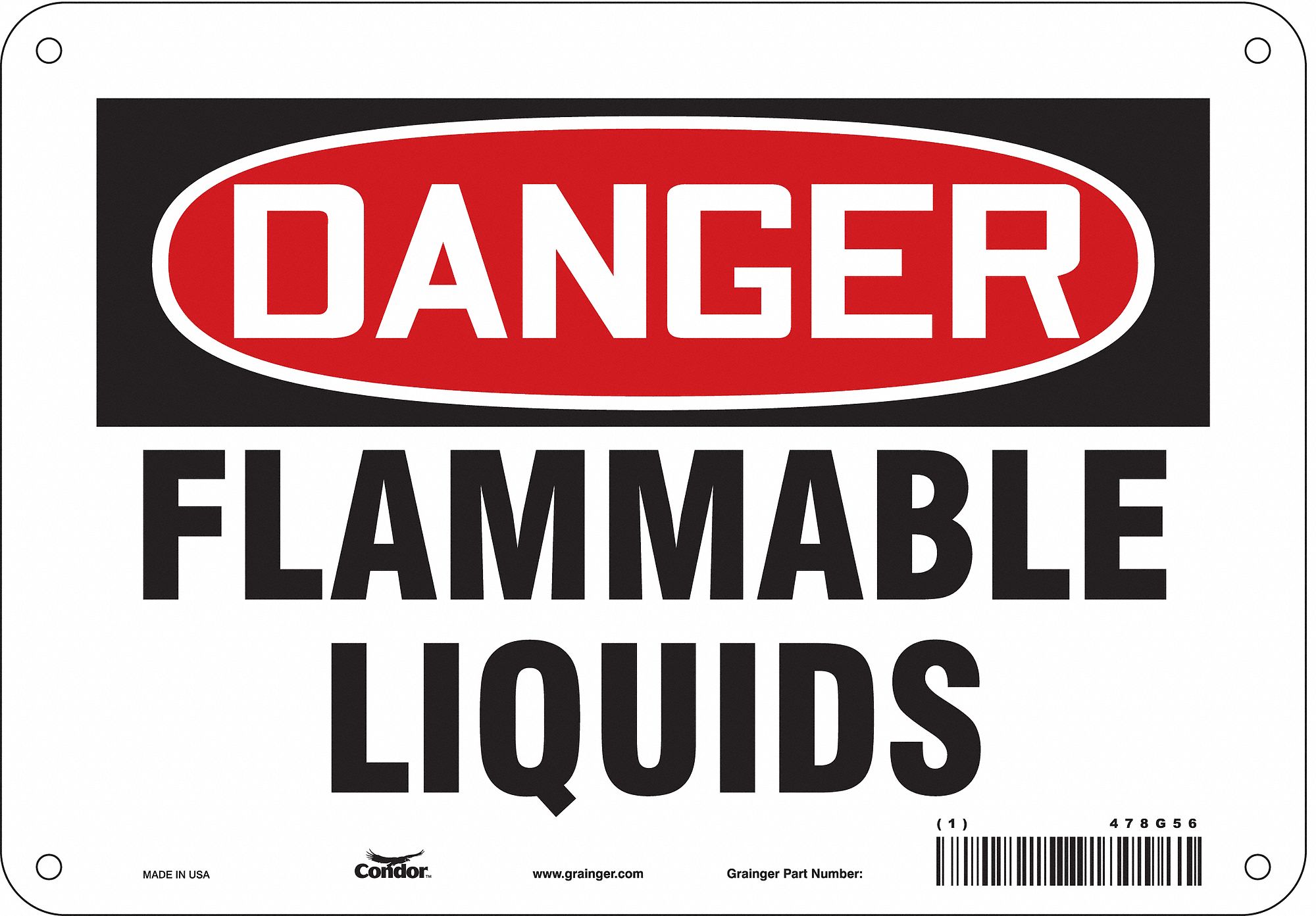 Safety Sign: Polyethylene, Mounting Holes Sign Mounting, 7 in x 10 in Nominal Sign Size