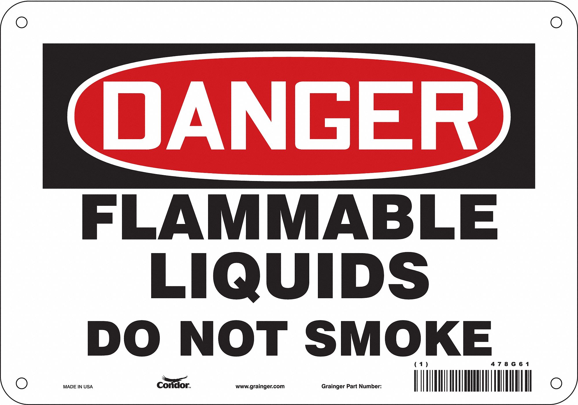 Safety Sign: Aluminum, Mounting Holes Sign Mounting, 7 in x 10 in Nominal Sign Size, 0.032 in Thick