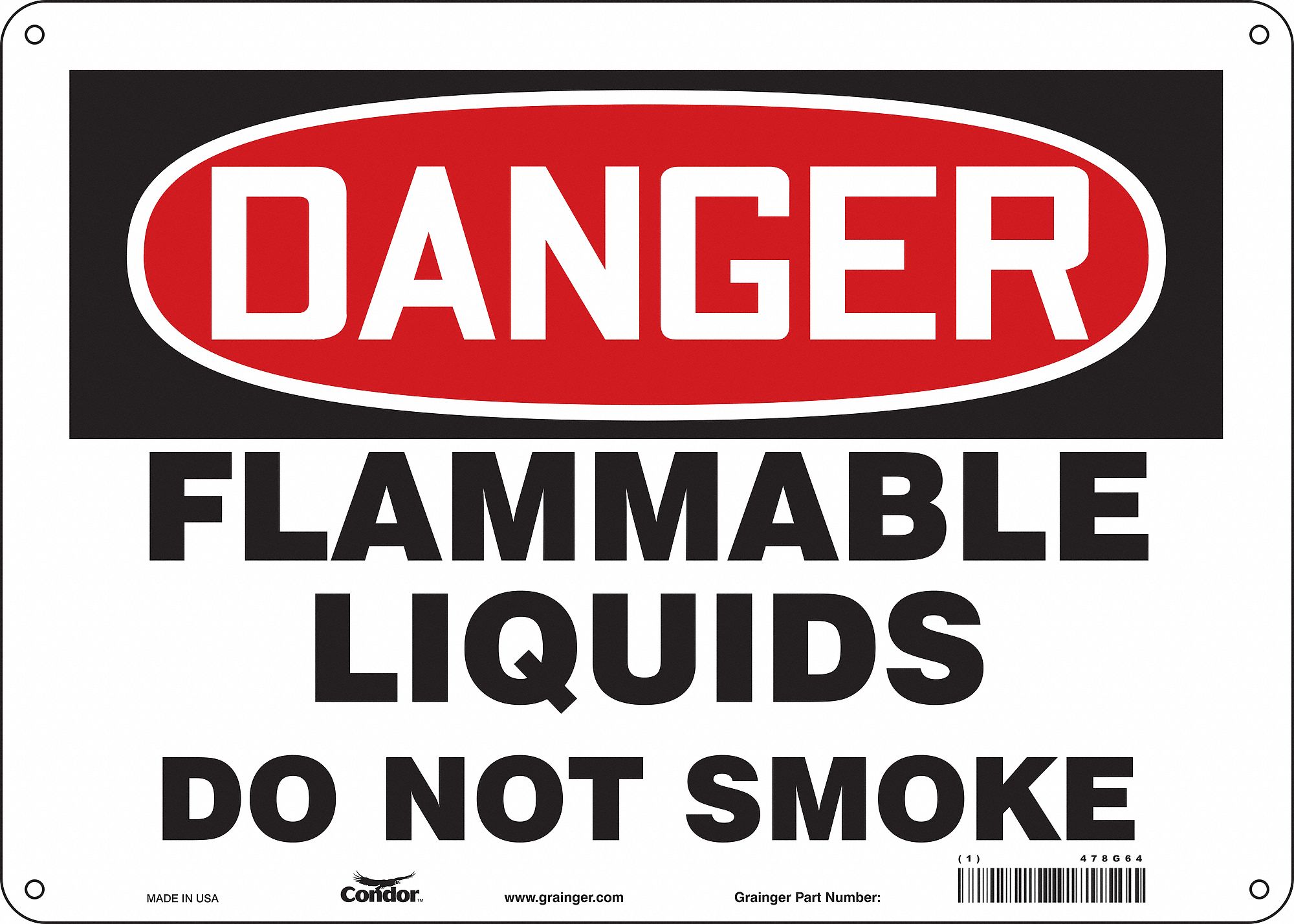 Safety Sign: Polyethylene, Mounting Holes Sign Mounting, 10 in x 14 in Nominal Sign Size, Danger