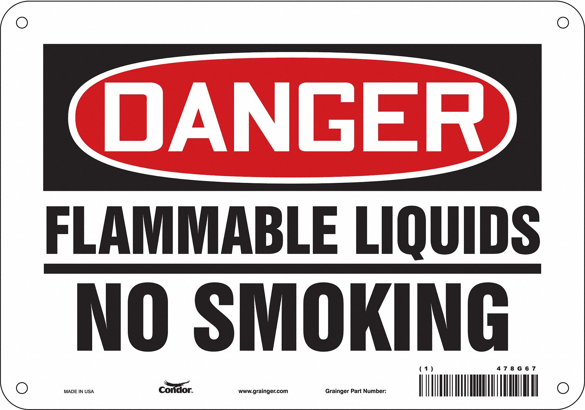 Safety Sign: Aluminum, Mounting Holes Sign Mounting, 7 in x 10 in Nominal Sign Size, 0.032 in Thick