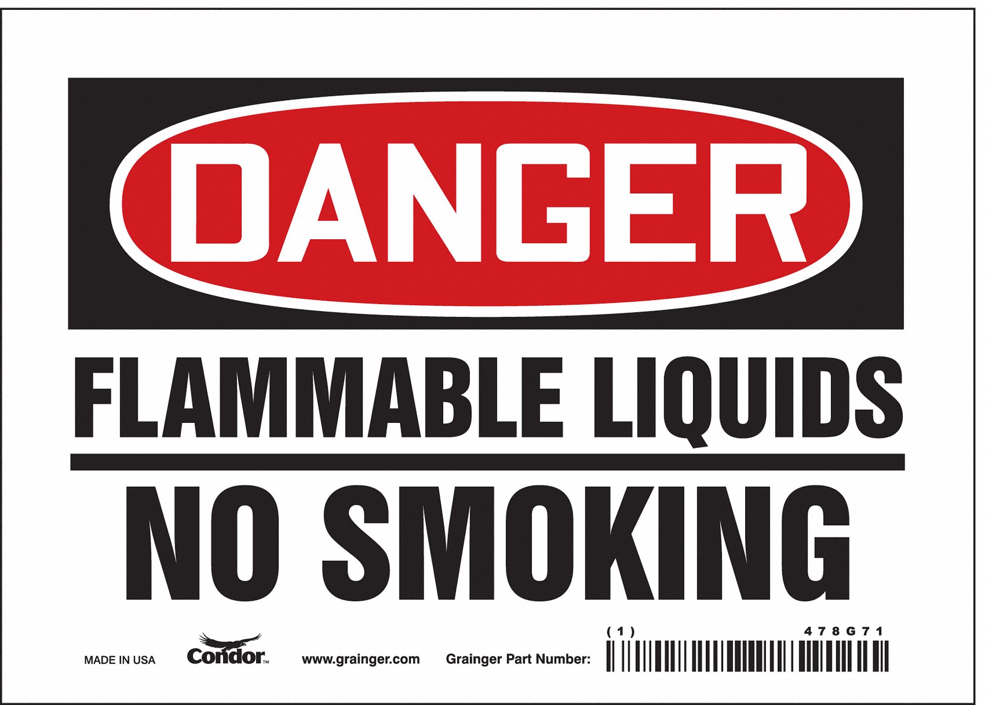 Safety Sign: Vinyl, Adhesive Sign Mounting, 5 in x 7 in Nominal Sign Size, Not Retroreflective