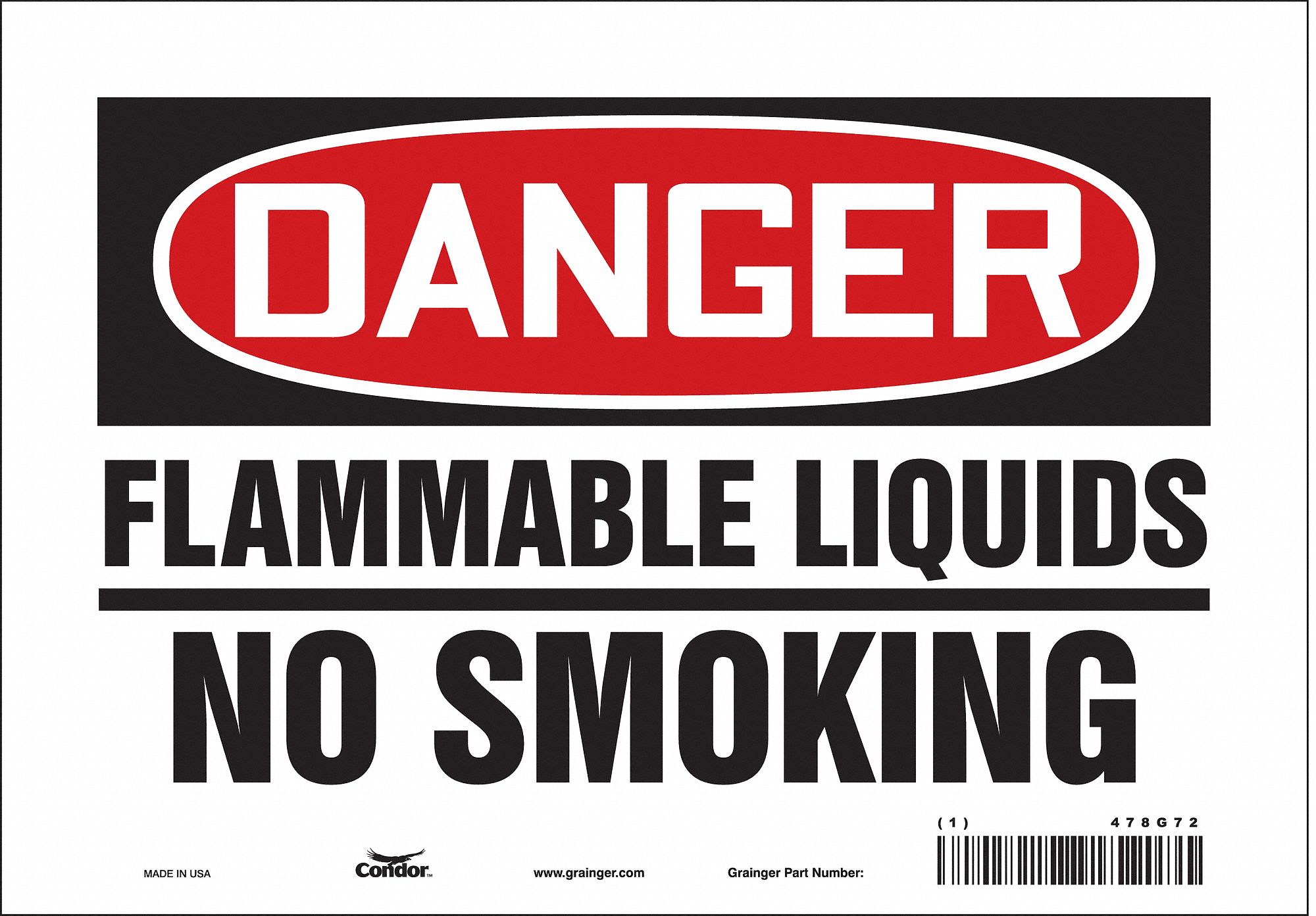 Safety Sign: Vinyl, Adhesive Sign Mounting, 7 in x 10 in Nominal Sign Size, Not Retroreflective