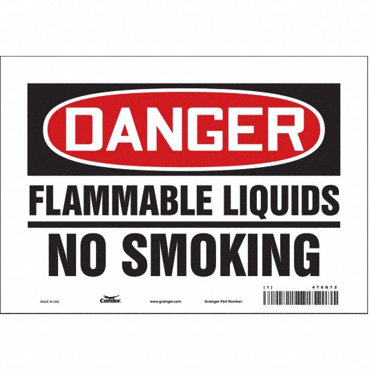 Condor Safety Sign: Vinyl, Adhesive Sign Mounting, 7 In X 10 In Nominal 