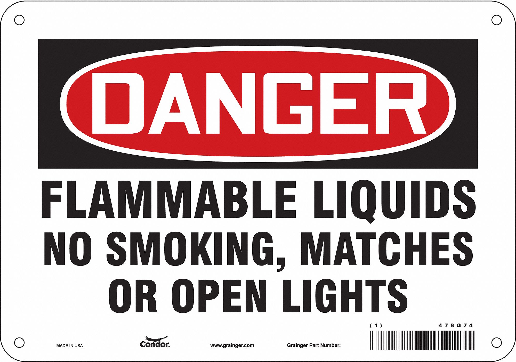 Safety Sign: Aluminum, Mounting Holes Sign Mounting, 7 in x 10 in Nominal Sign Size, 0.032 in Thick
