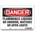 Danger: Flammable Liquid No Smoking, Matches Or Open Lights Signs