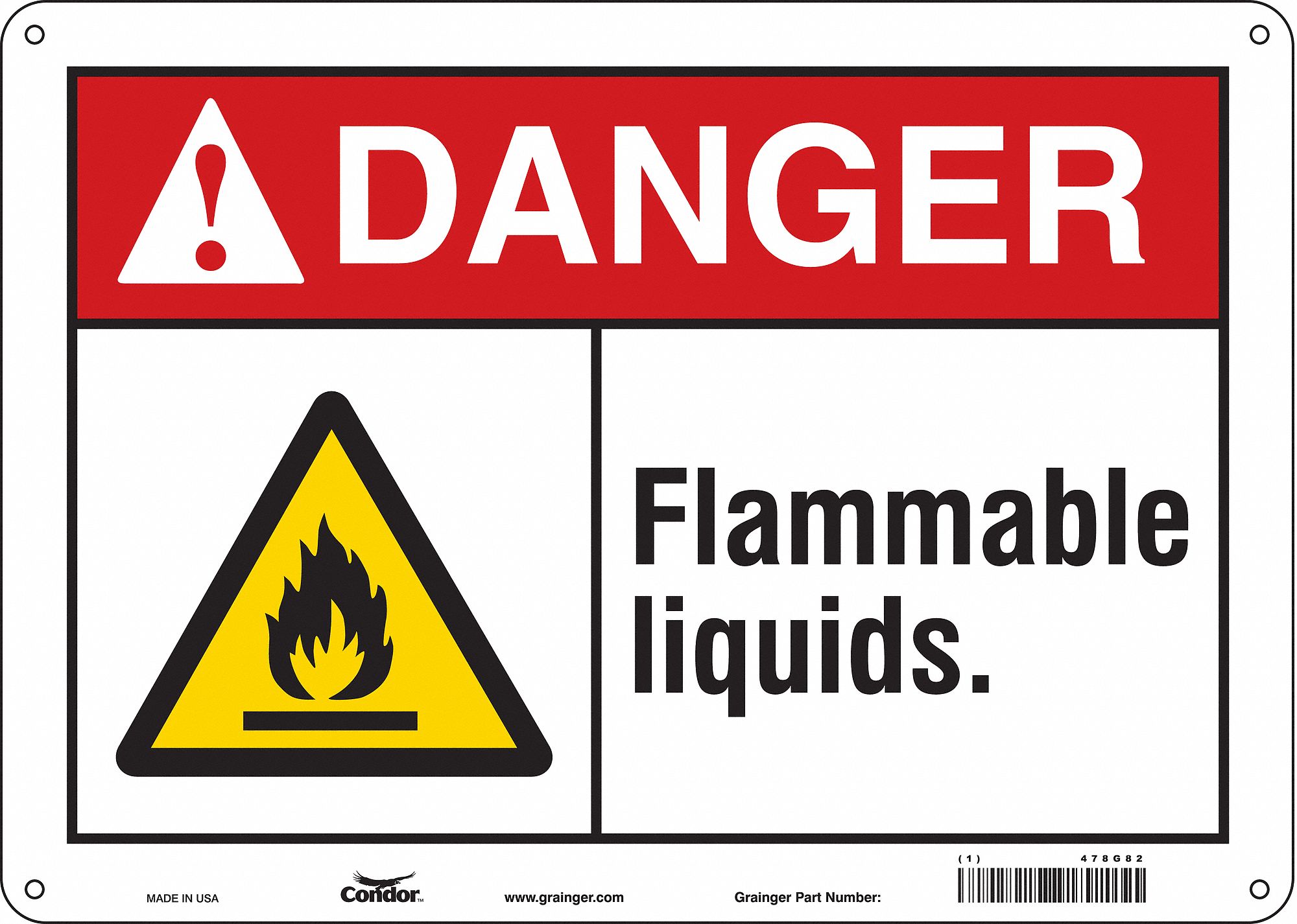 Safety Sign: Aluminum, Mounting Holes Sign Mounting, 10 in x 14 in Nominal Sign Size, 0.032 in Thick