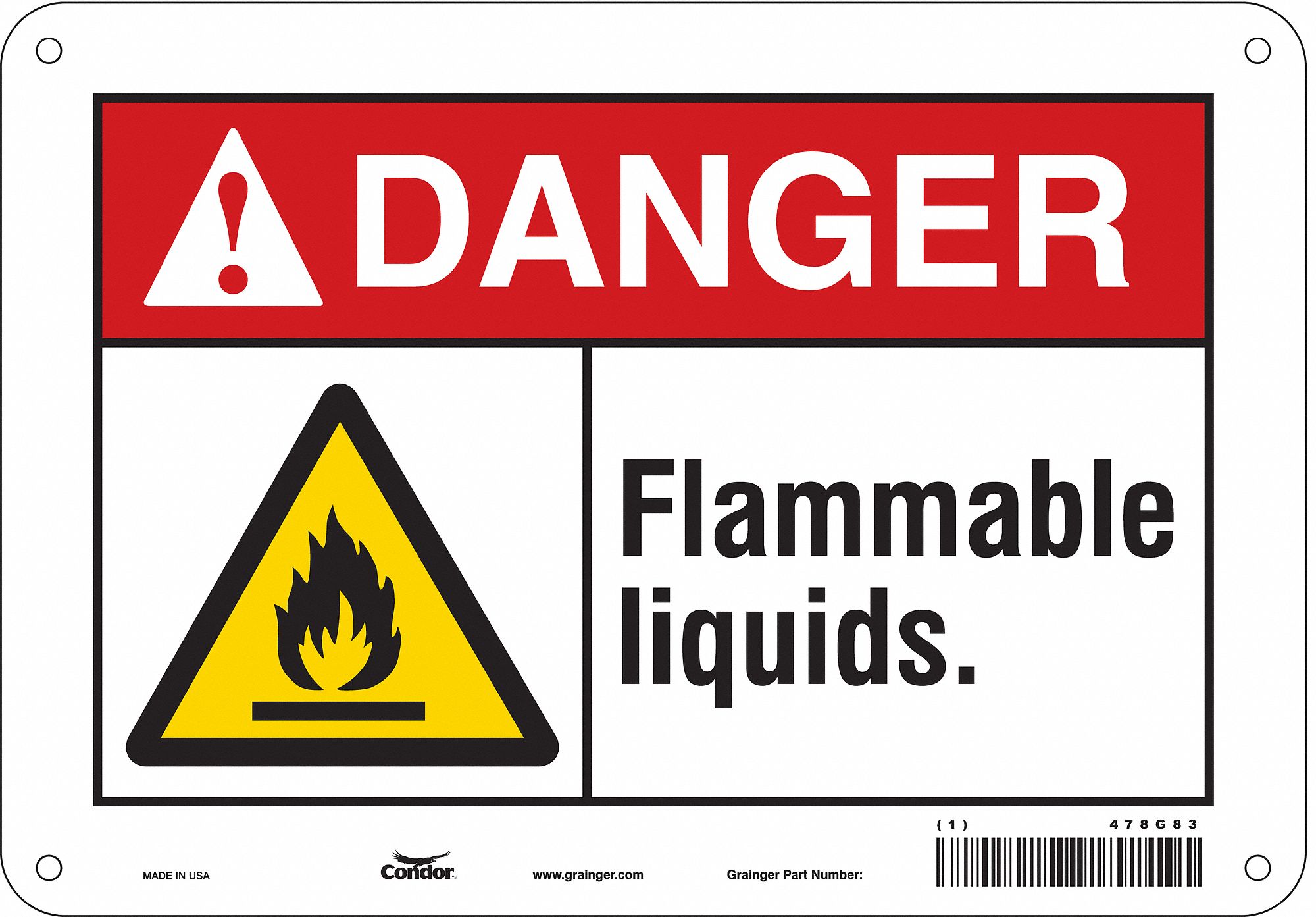 Safety Sign: Polyethylene, Mounting Holes Sign Mounting, 7 in x 10 in Nominal Sign Size