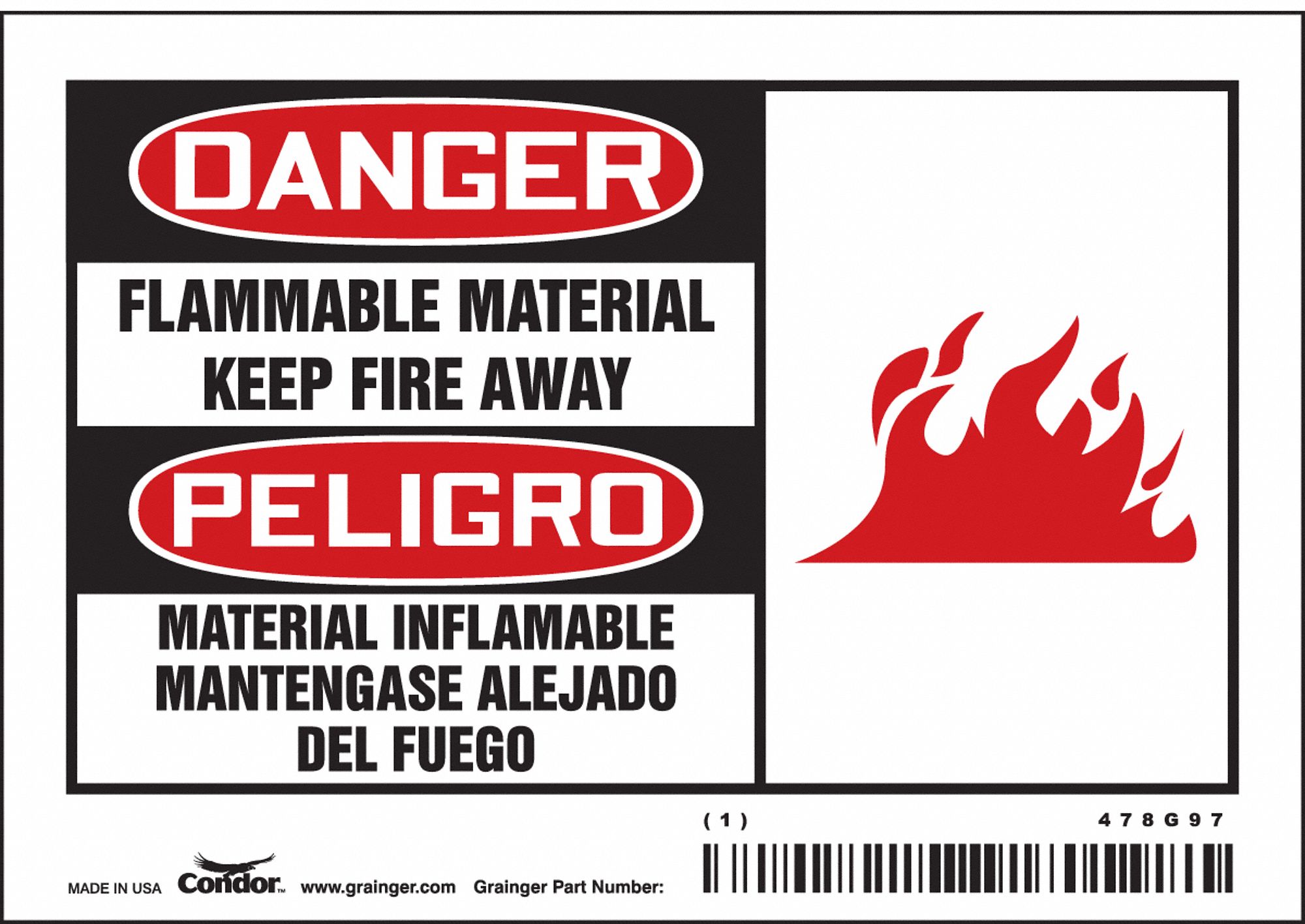 Safety Sign: Vinyl, Adhesive Sign Mounting, 3 1/2 in x 5 in Nominal Sign Size, Not Retroreflective