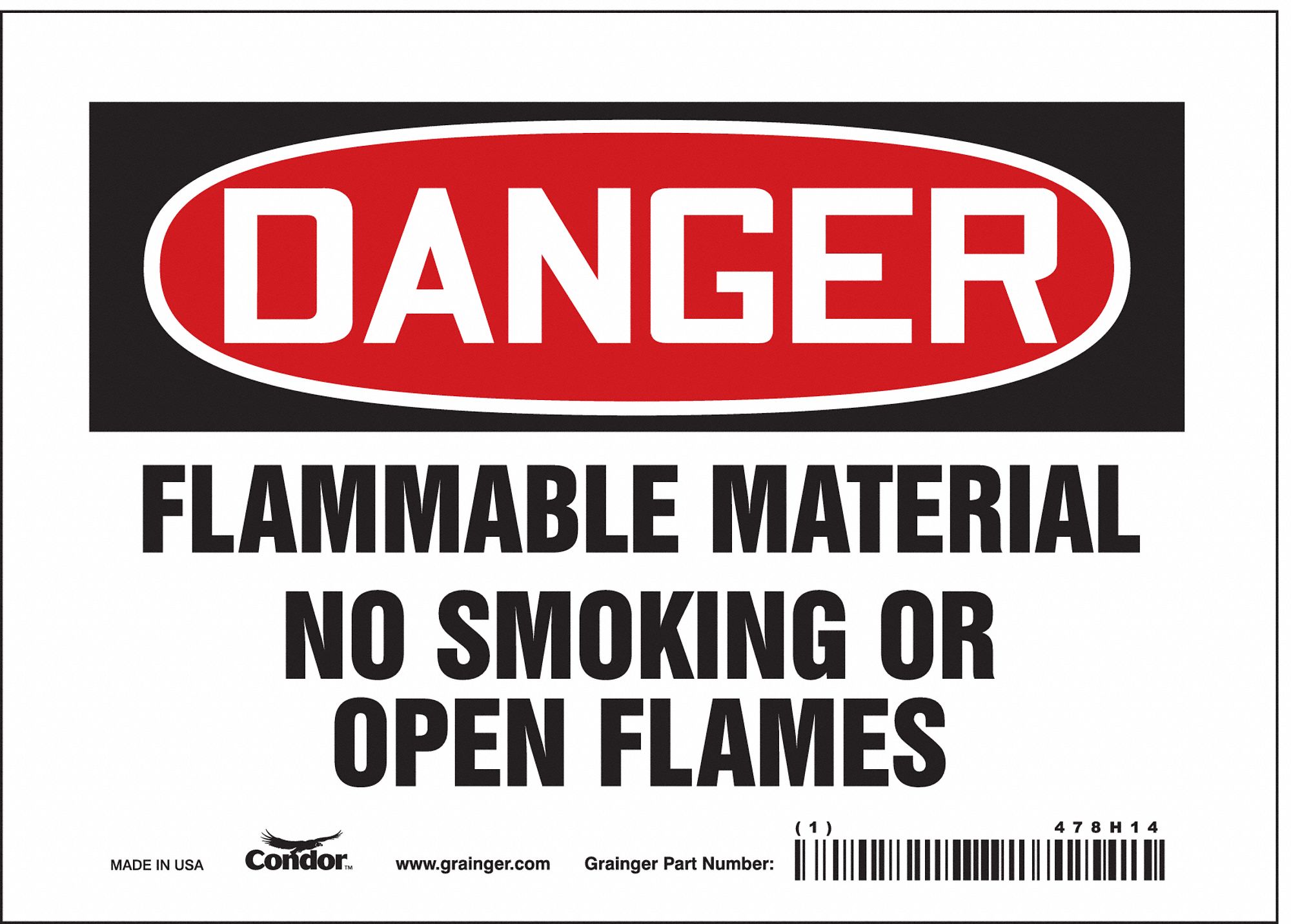 Safety Sign: Vinyl, Adhesive Sign Mounting, 5 in x 7 in Nominal Sign Size, Not Retroreflective