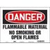 Danger: Flammable Material No Smoking Or Open Flames Signs