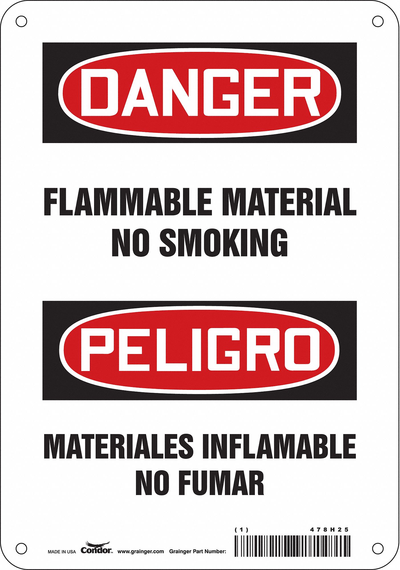 Safety Sign: Aluminum, Mounting Holes Sign Mounting, 10 in x 7 in Nominal Sign Size, 0.032 in Thick