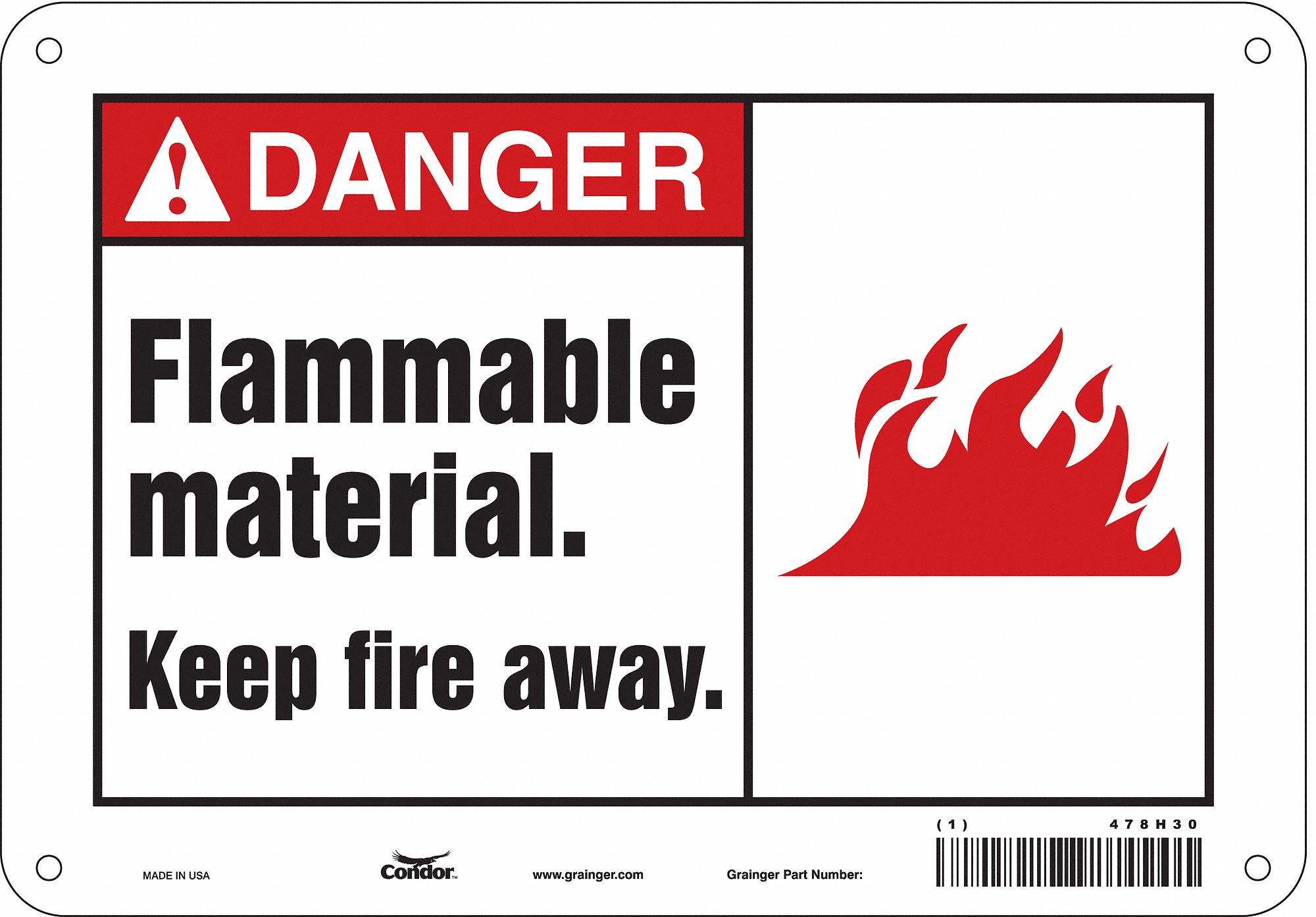Safety Sign: Aluminum, Mounting Holes Sign Mounting, 7 in x 10 in Nominal Sign Size, 0.032 in Thick