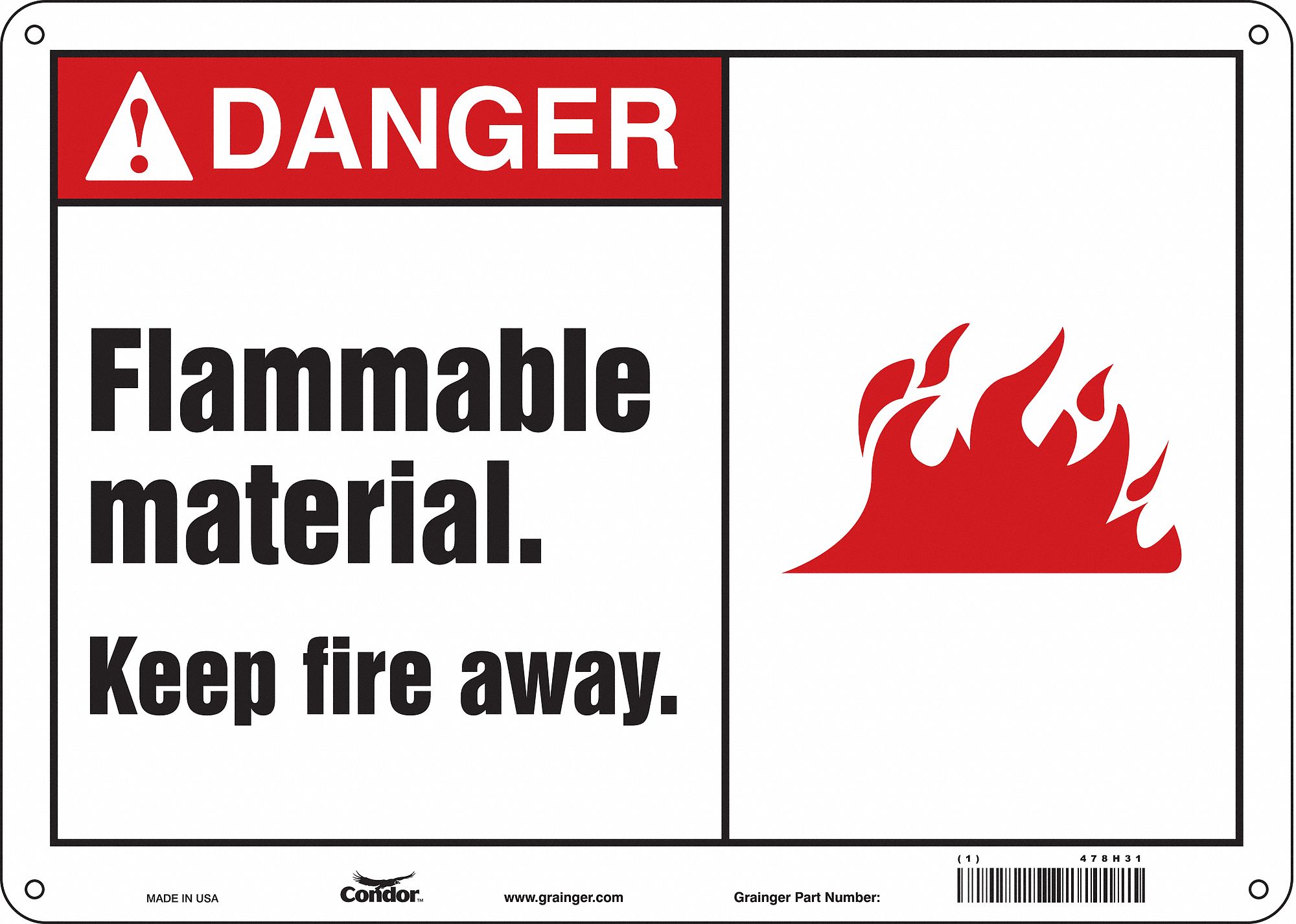 Safety Sign: Aluminum, Mounting Holes Sign Mounting, 10 in x 14 in Nominal Sign Size, 0.032 in Thick