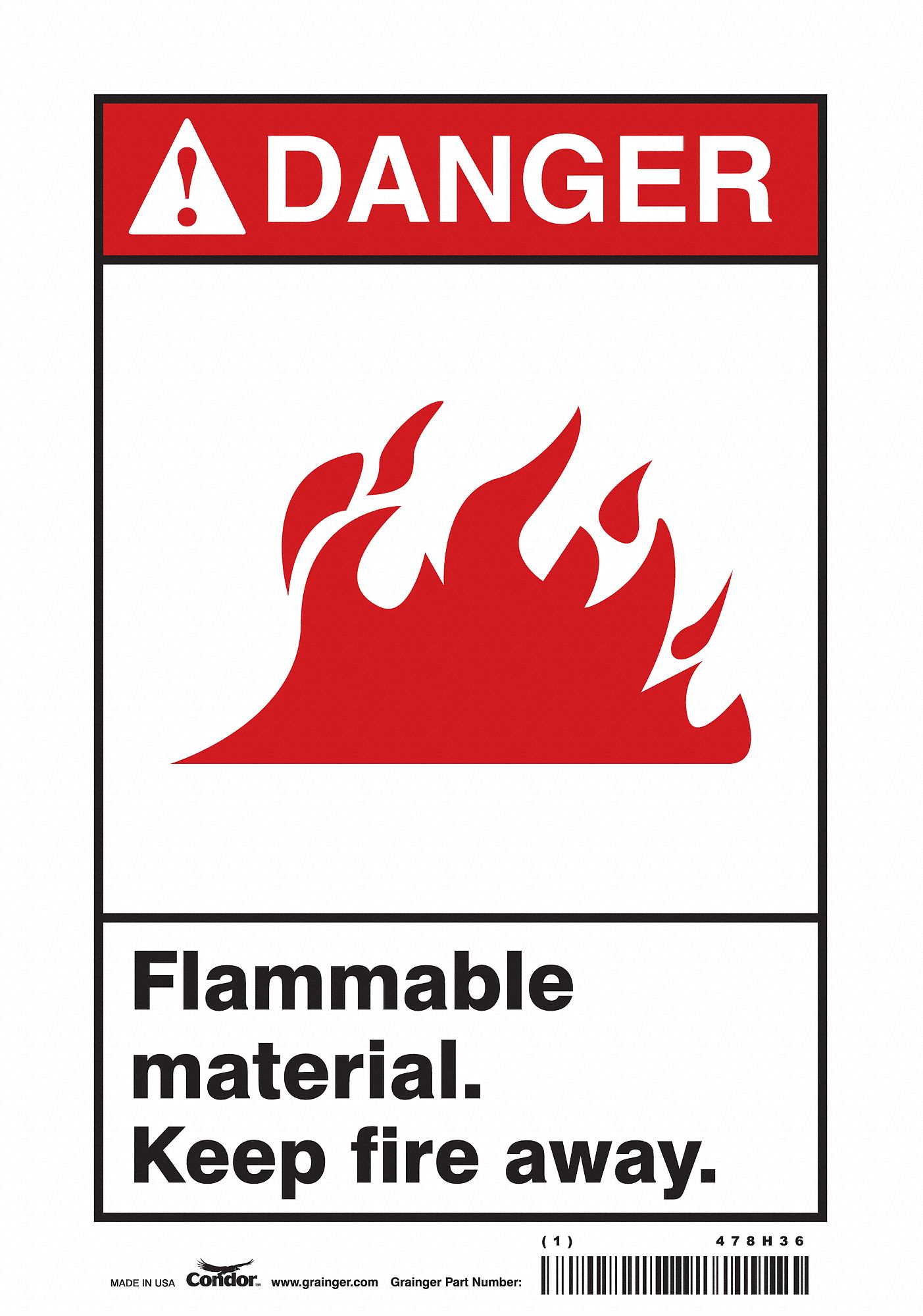 Safety Sign: Vinyl, Adhesive Sign Mounting, 10 in x 7 in Nominal Sign Size, Not Retroreflective