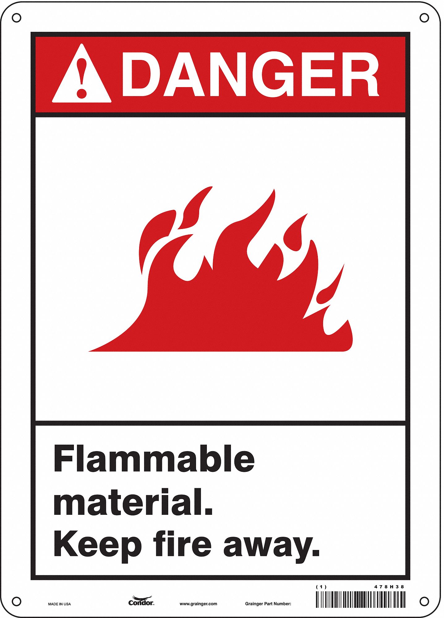 Safety Sign: Aluminum, Mounting Holes Sign Mounting, 14 in x 10 in Nominal Sign Size, 0.032 in Thick