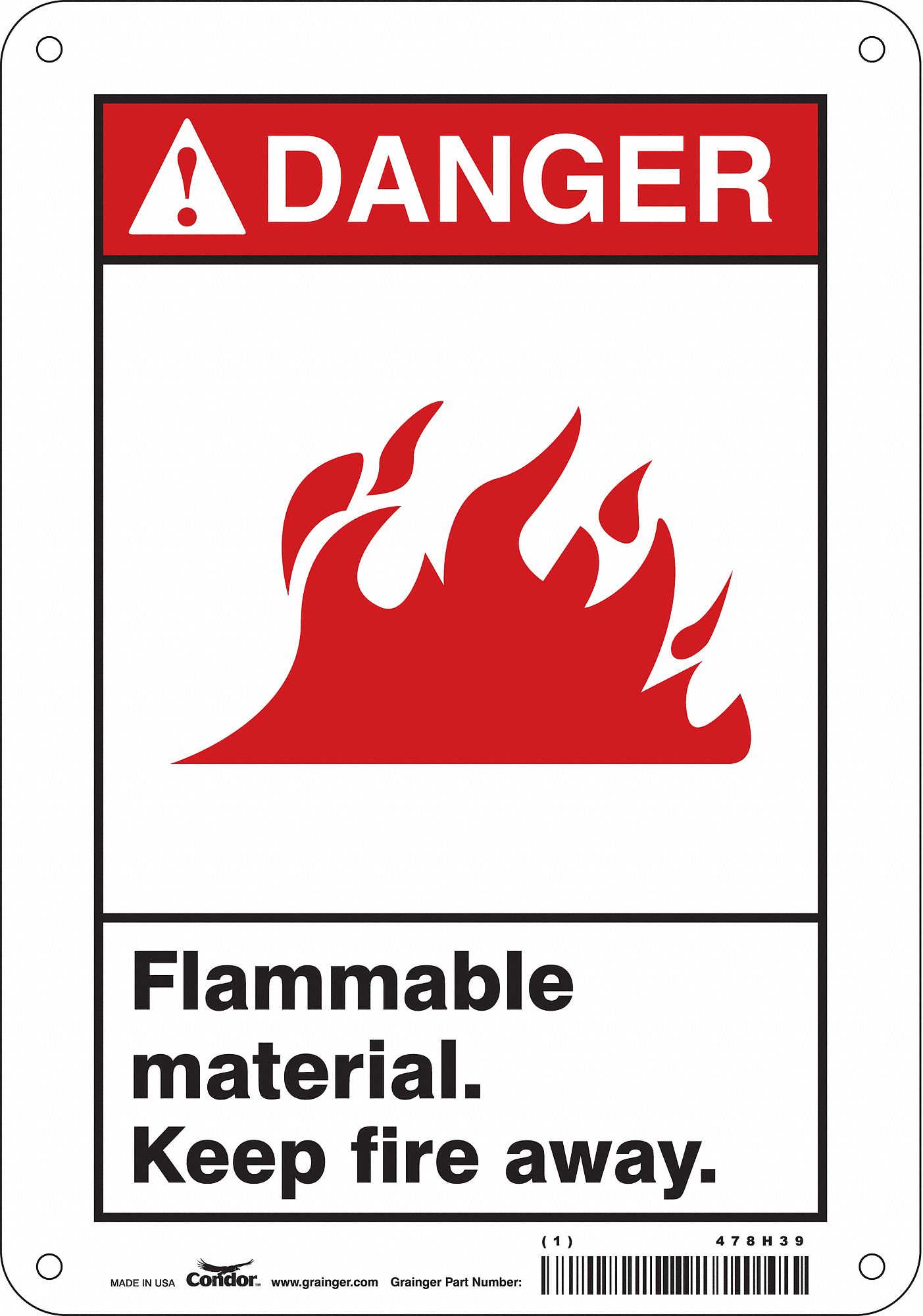 Safety Sign: Polyethylene, Mounting Holes Sign Mounting, 10 in x 7 in Nominal Sign Size