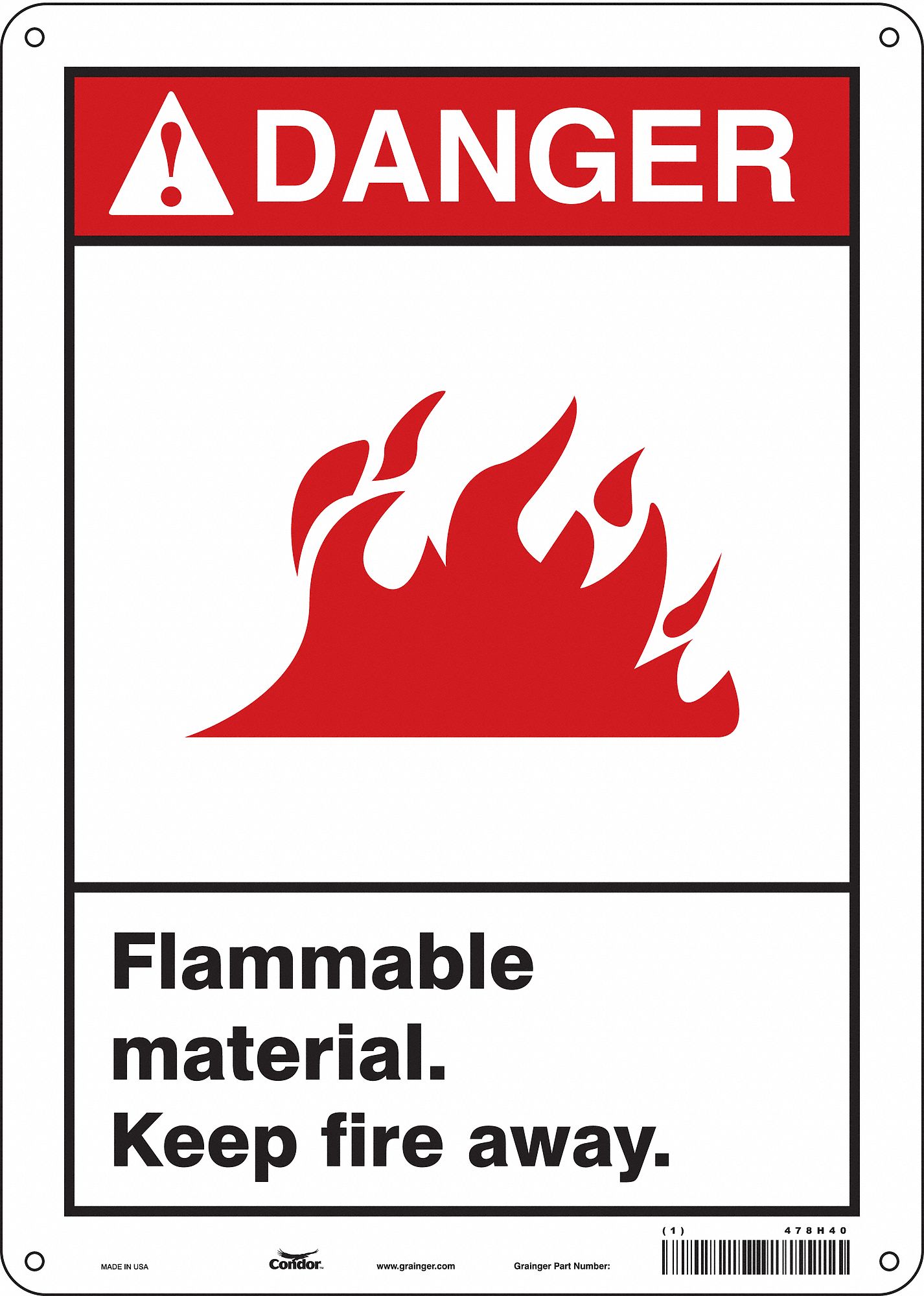 Safety Sign: Polyethylene, Mounting Holes Sign Mounting, 14 in x 10 in Nominal Sign Size
