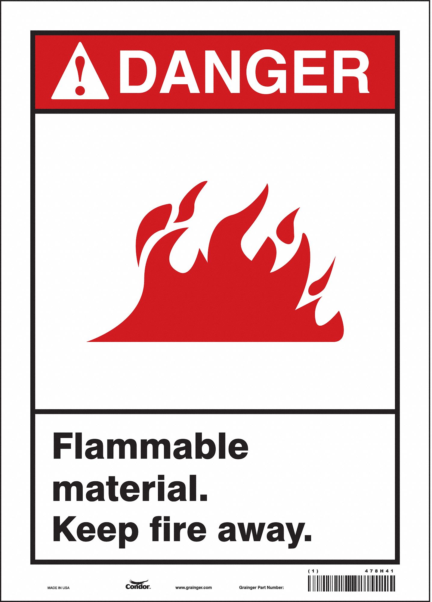 Safety Sign: Vinyl, Adhesive Sign Mounting, 14 in x 10 in Nominal Sign Size, Not Retroreflective