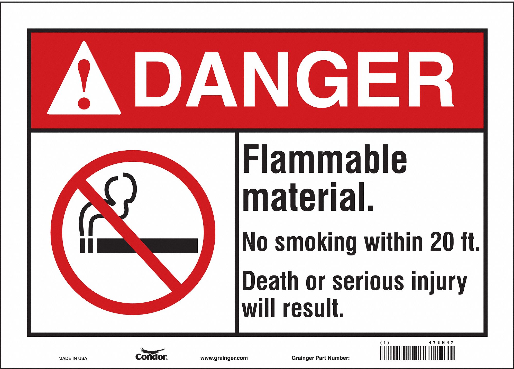Safety Sign: Vinyl, Adhesive Sign Mounting, 10 in x 14 in Nominal Sign Size, Not Retroreflective
