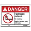 Danger: Flammable Material. No Smoking. Death Or Serious Injury Will Result. Signs
