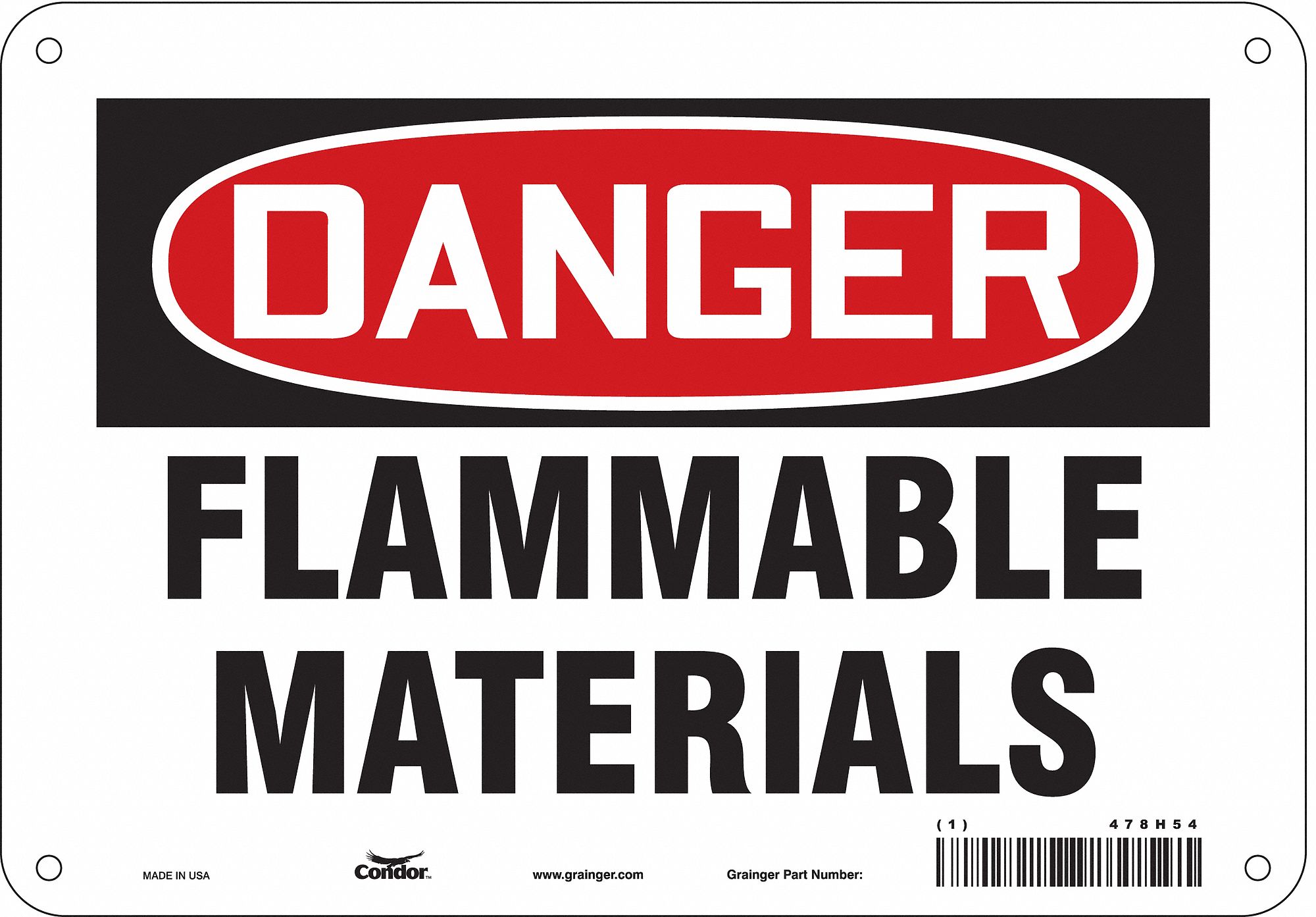 Safety Sign: Aluminum, Mounting Holes Sign Mounting, 7 in x 10 in Nominal Sign Size, 0.032 in Thick