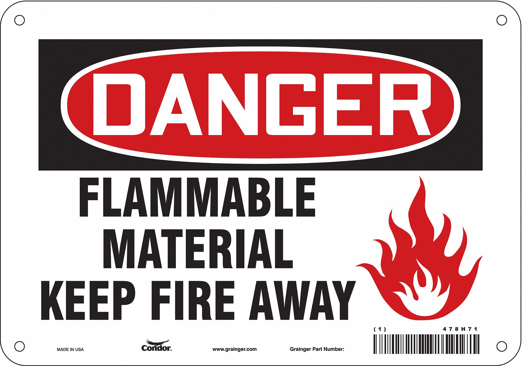Safety Sign: Aluminum, Mounting Holes Sign Mounting, 7 in x 10 in Nominal Sign Size, 0.032 in Thick