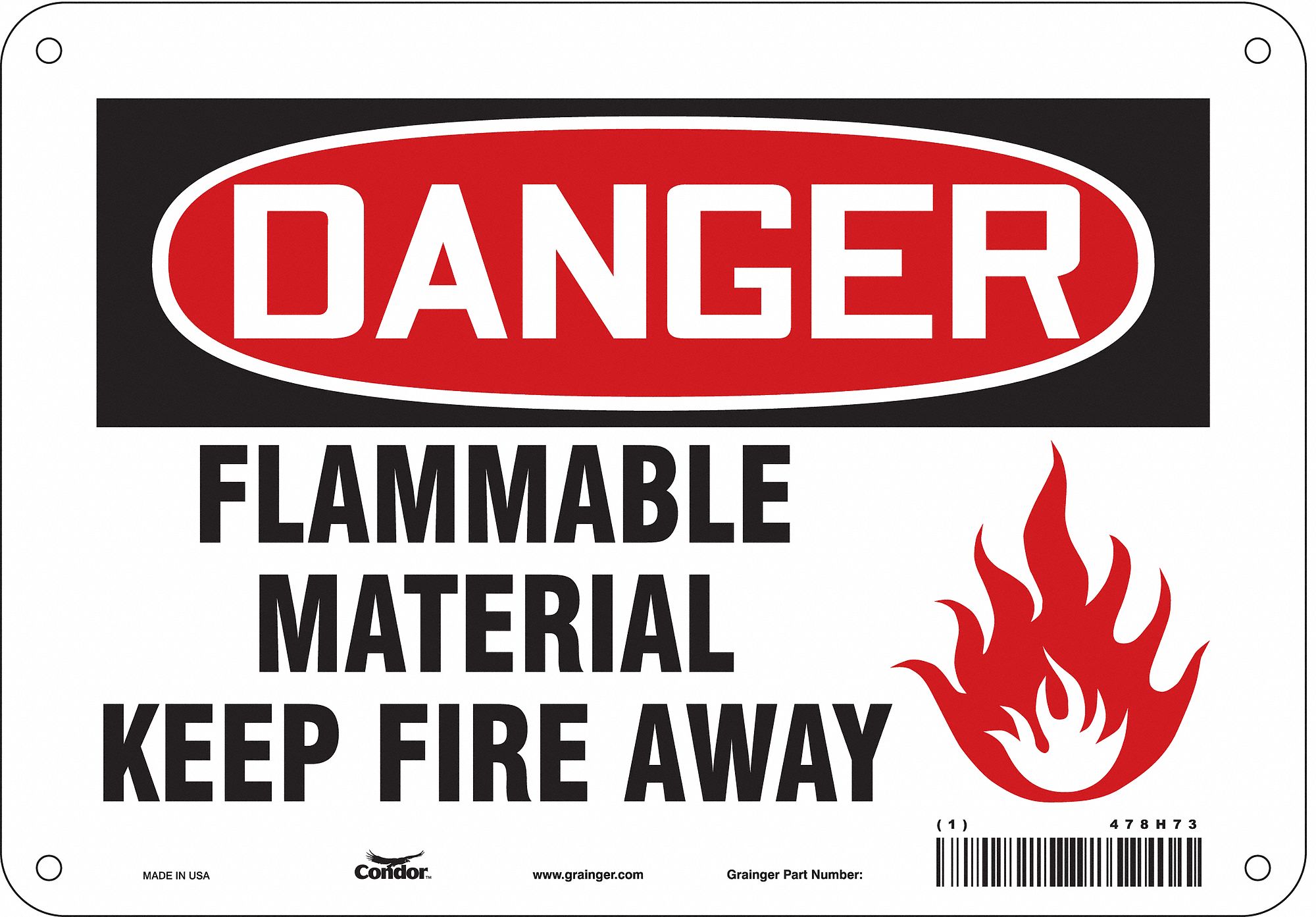 Safety Sign: Polyethylene, Mounting Holes Sign Mounting, 7 in x 10 in Nominal Sign Size
