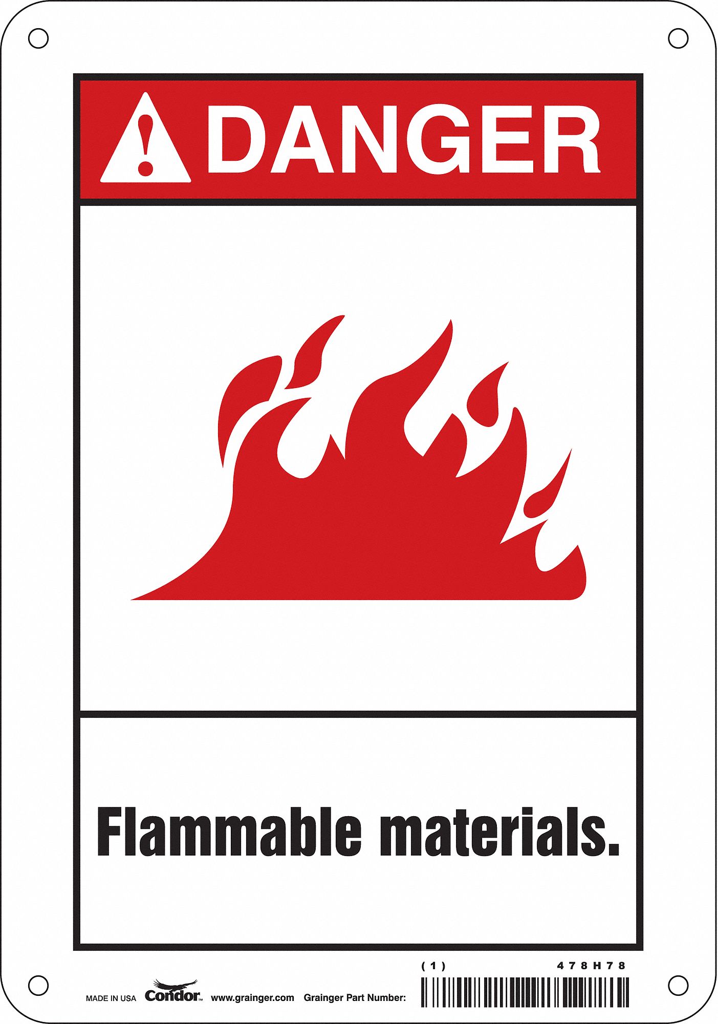 Safety Sign: Aluminum, Mounting Holes Sign Mounting, 10 in x 7 in Nominal Sign Size, 0.032 in Thick