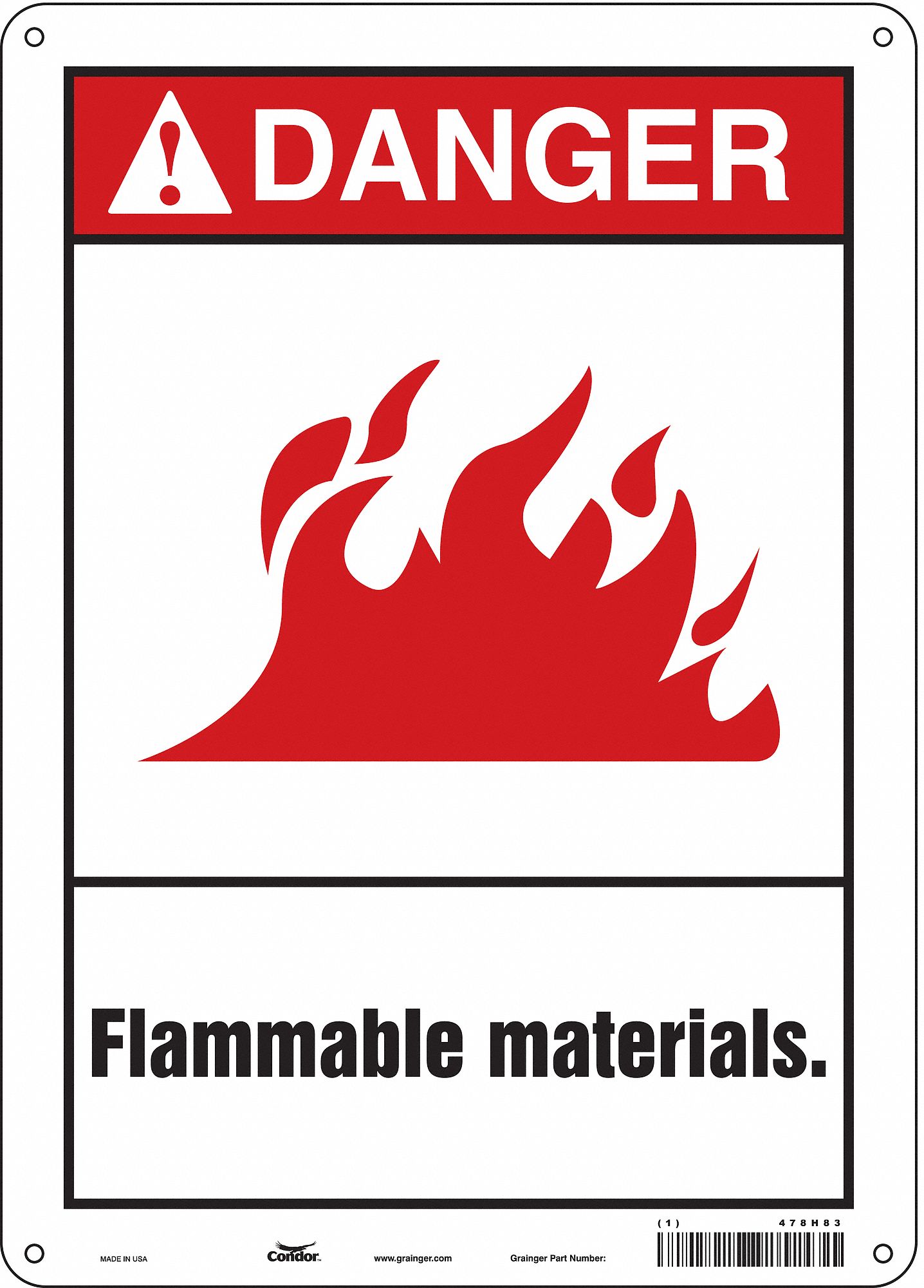 Safety Sign: Polyethylene, Mounting Holes Sign Mounting, 14 in x 10 in Nominal Sign Size