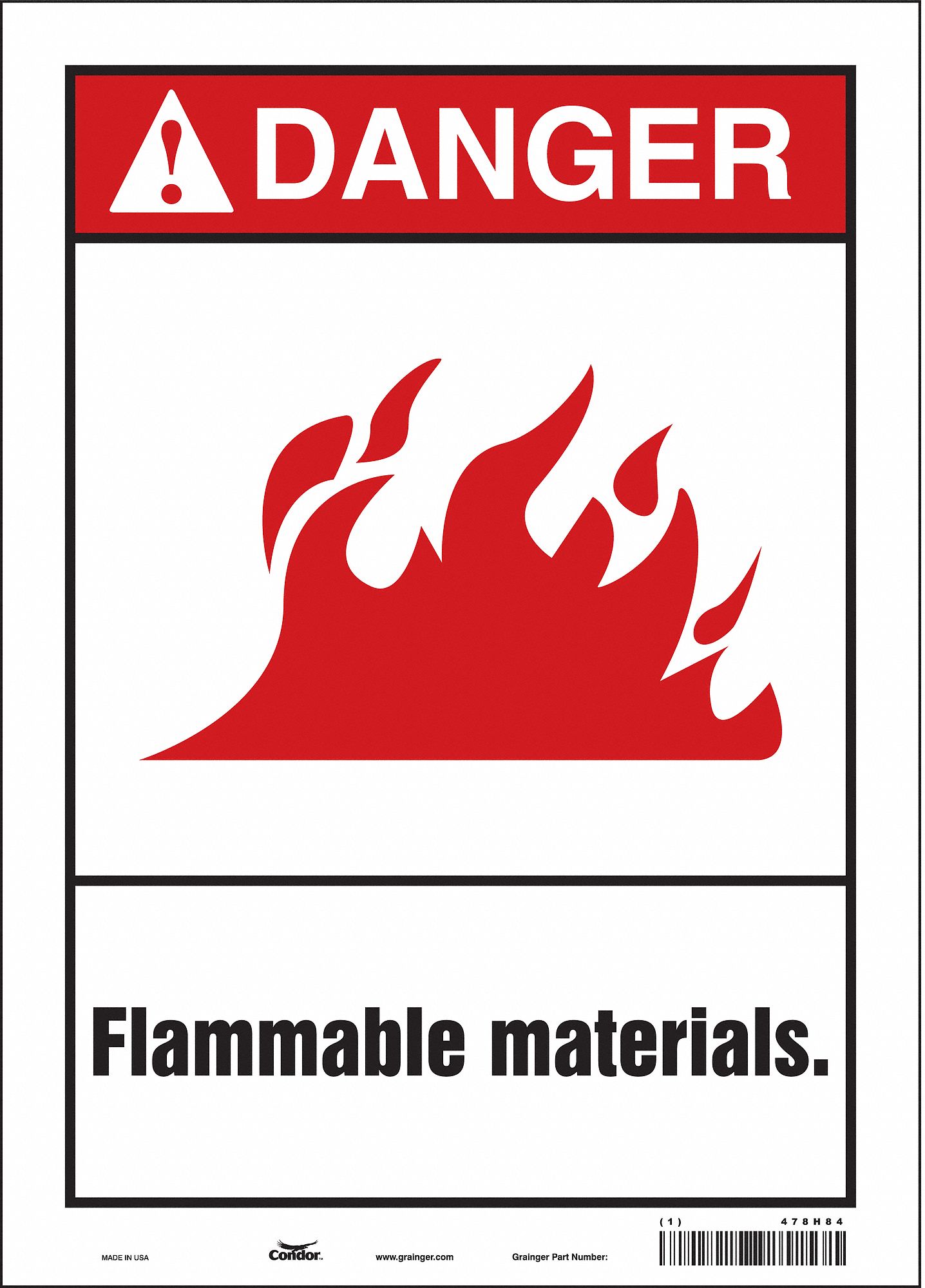 Safety Sign: Vinyl, Adhesive Sign Mounting, 14 in x 10 in Nominal Sign Size, Not Retroreflective