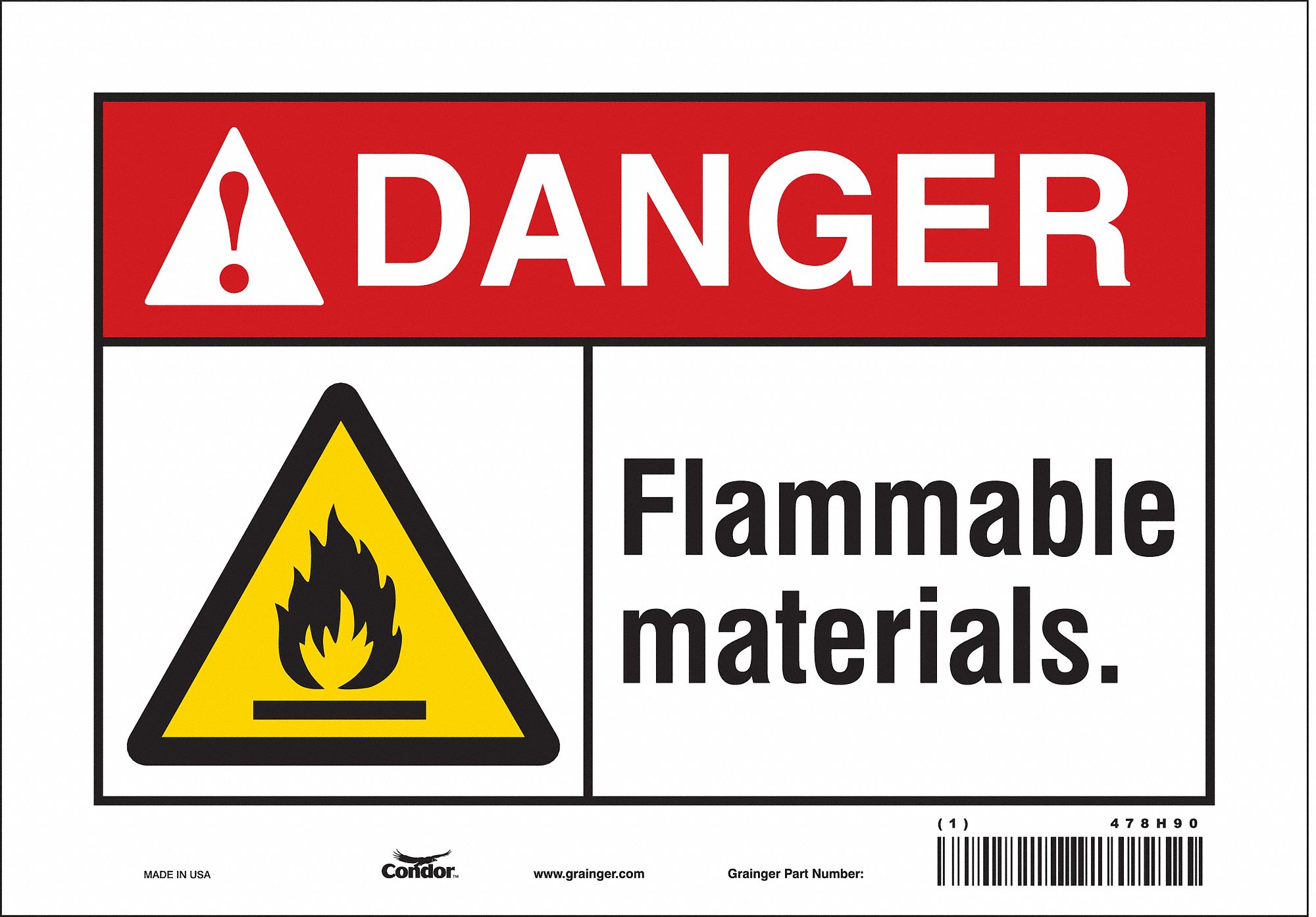 Vinyl, Adhesive Sign Mounting, Safety Sign - 478H90|478H90 - Grainger