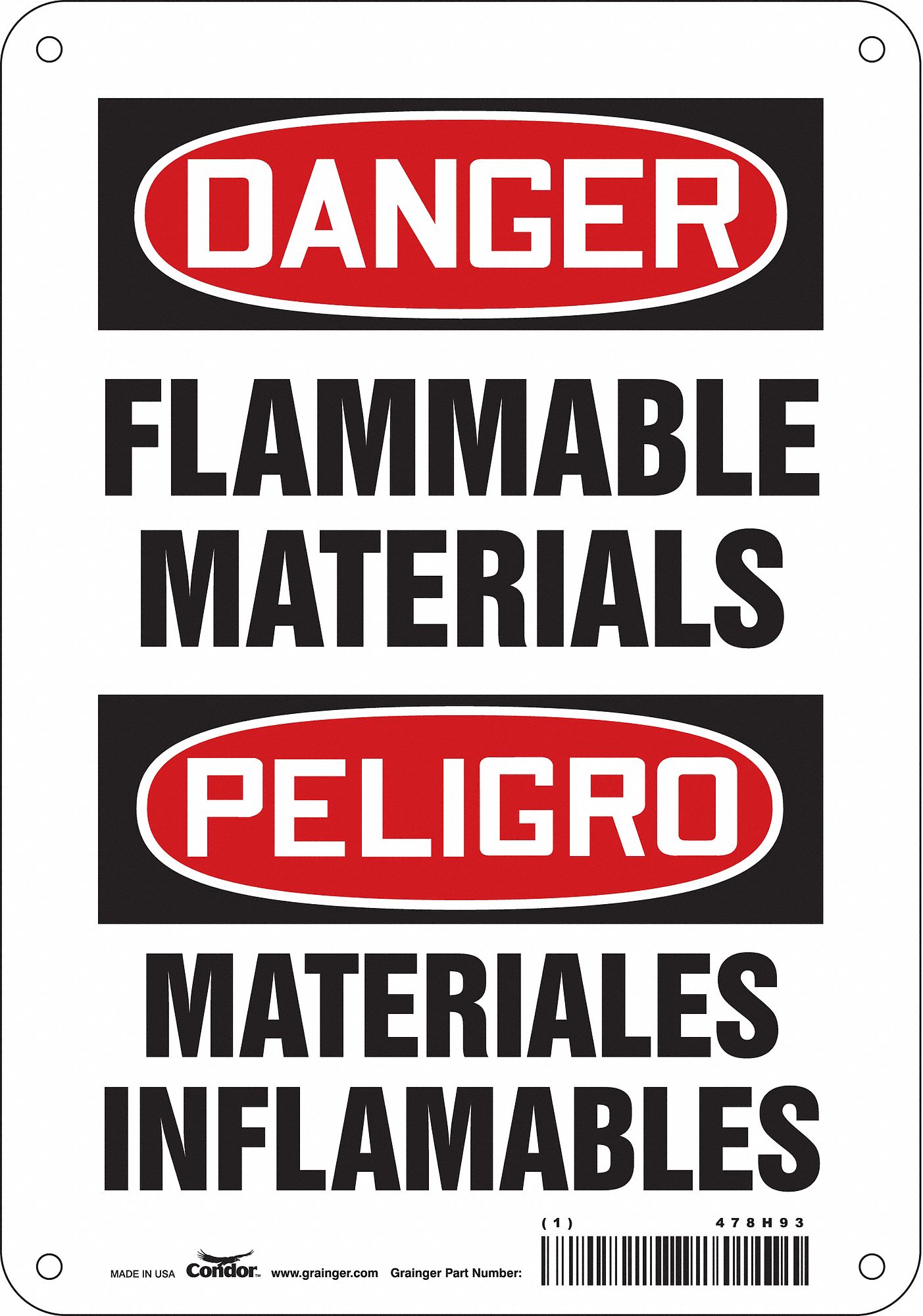 Safety Sign: Aluminum, Mounting Holes Sign Mounting, 10 in x 7 in Nominal Sign Size, 0.032 in Thick