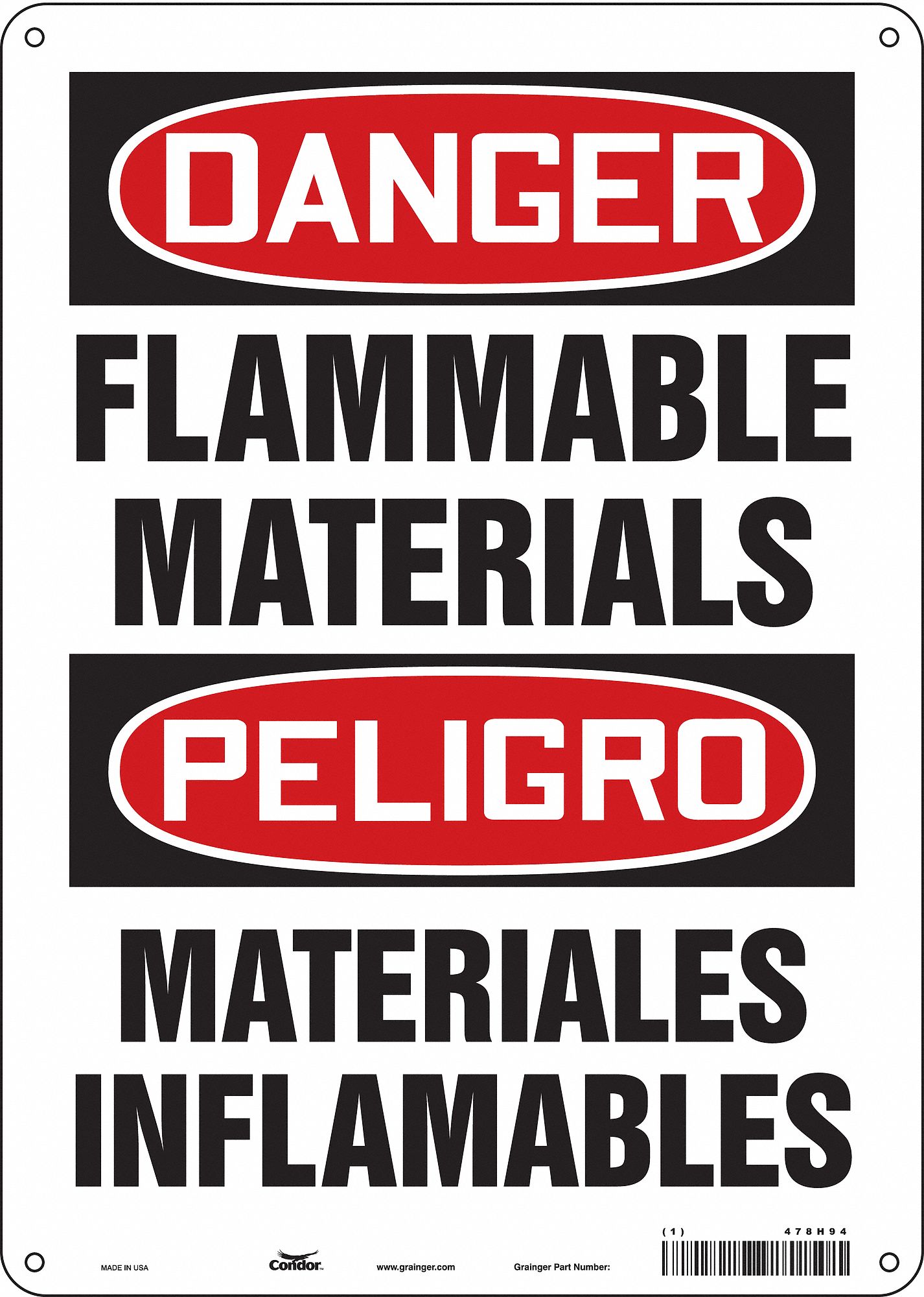 Safety Sign: Aluminum, Mounting Holes Sign Mounting, 14 in x 10 in Nominal Sign Size, 0.032 in Thick