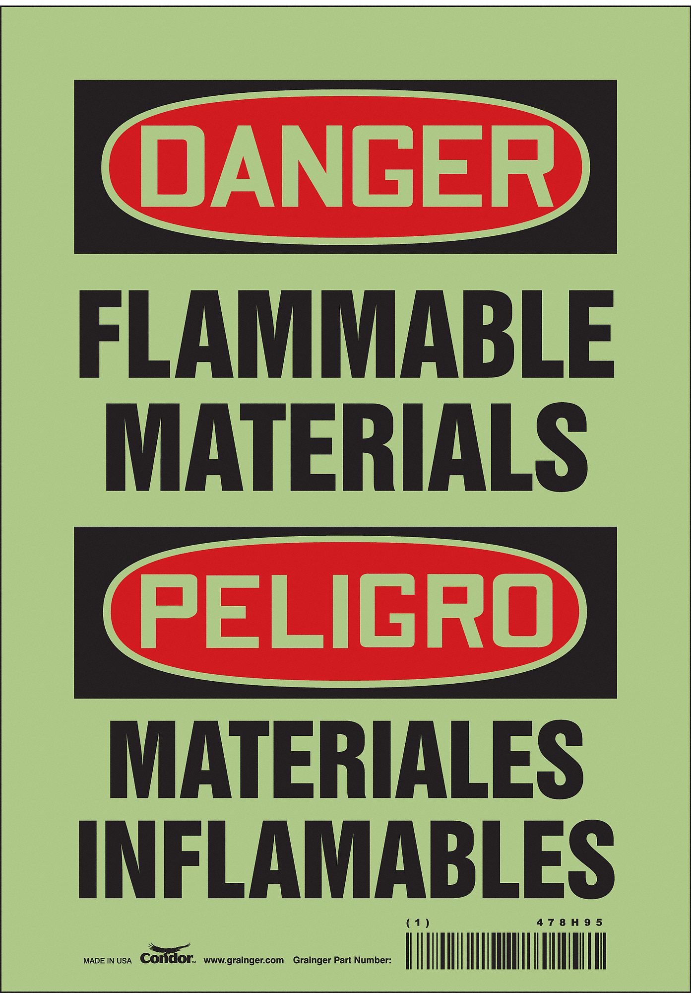 Safety Sign: Glow Vinyl, Adhesive Sign Mounting, 10 in x 7 in Nominal Sign Size, Not Retroreflective