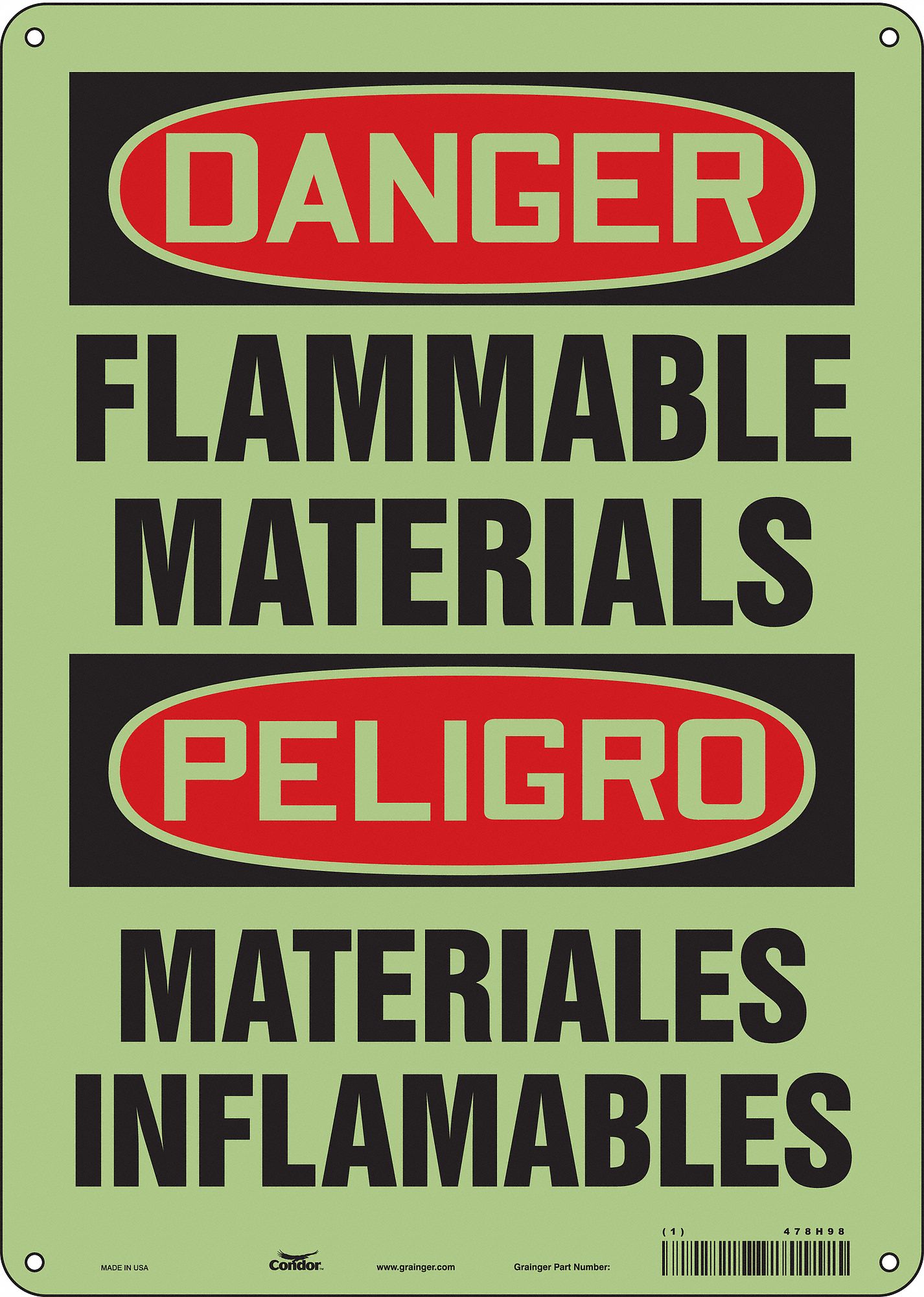 Safety Sign: Polyethylene, Mounting Holes Sign Mounting, 14 in x 10 in Nominal Sign Size