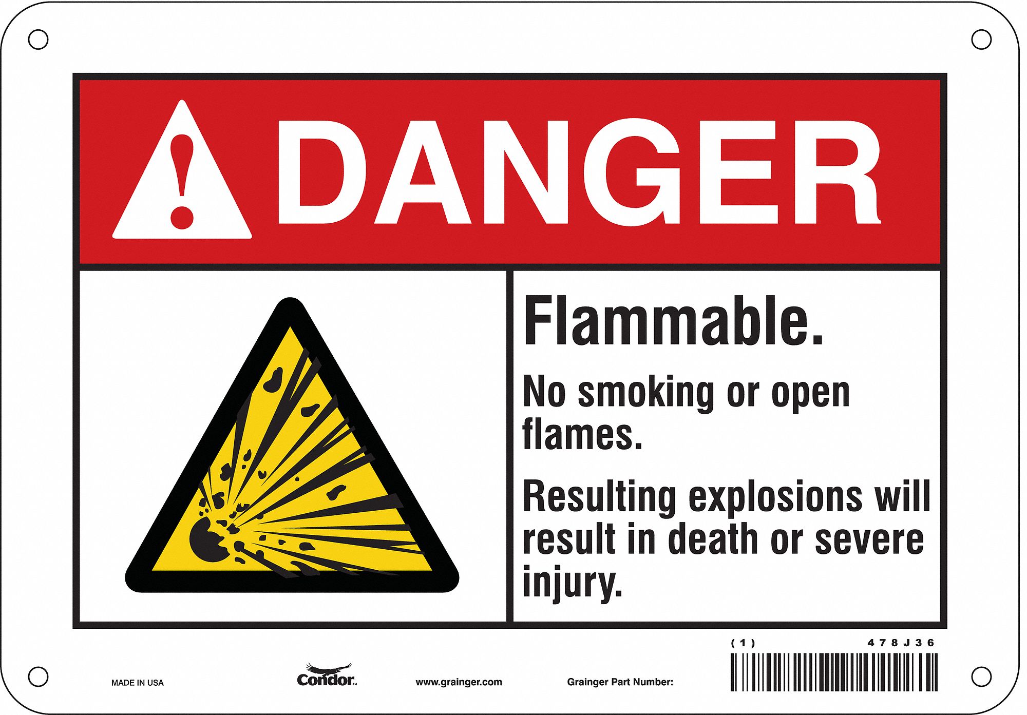 Safety Sign: Aluminum, Mounting Holes Sign Mounting, 7 in x 10 in Nominal Sign Size, 0.032 in Thick
