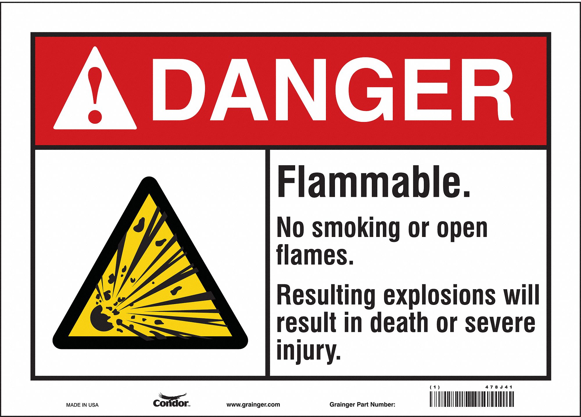 Safety Sign: Vinyl, Adhesive Sign Mounting, 10 in x 14 in Nominal Sign Size, Not Retroreflective