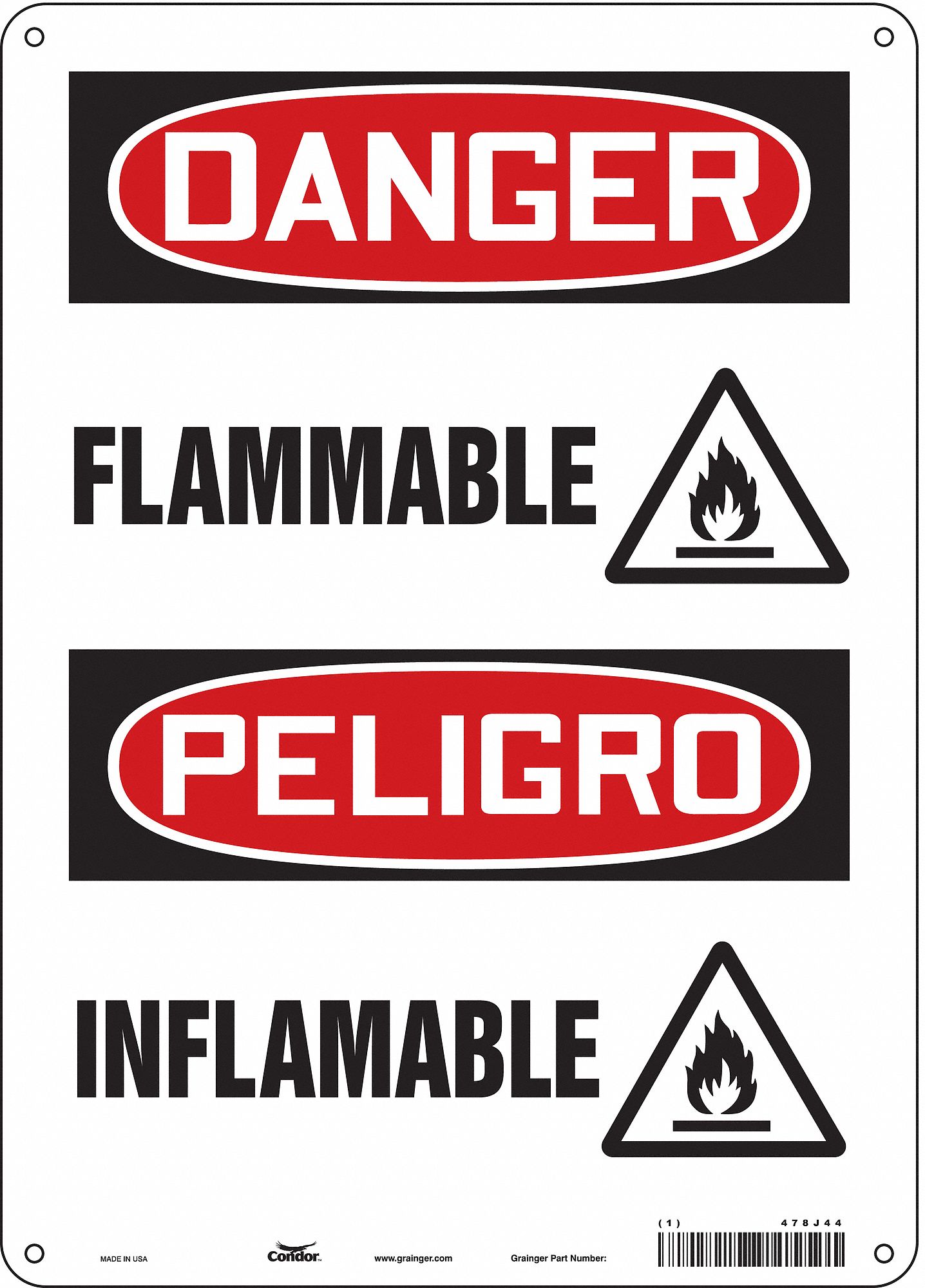Safety Sign, 14 in x 10 in, Aluminum