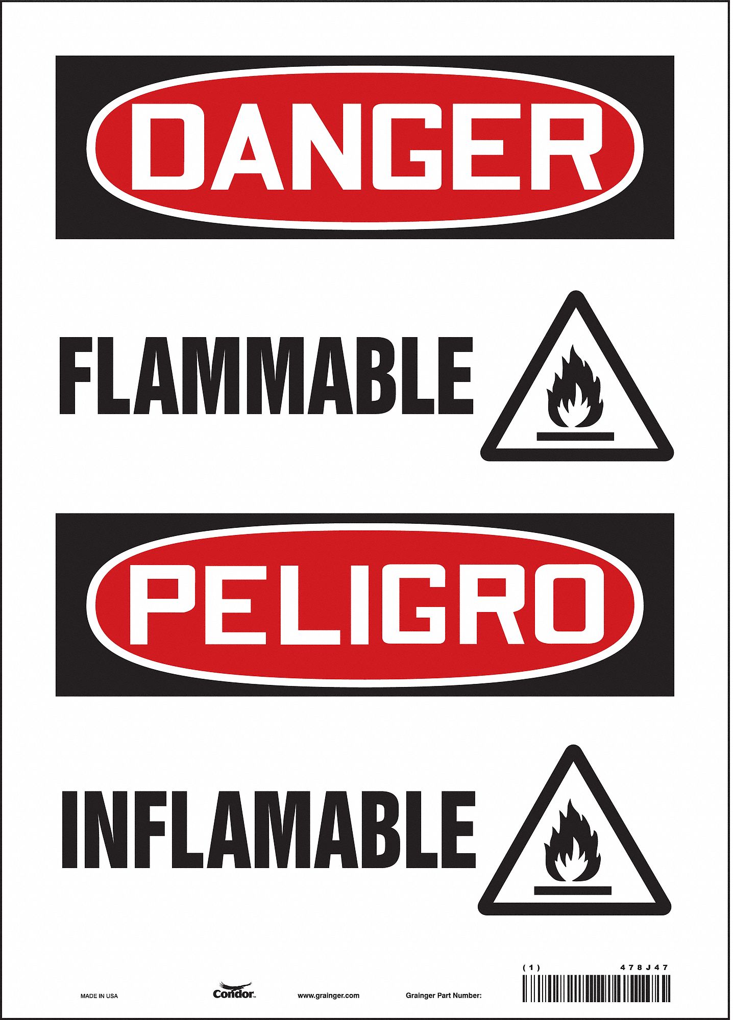 Safety Sign, 14 in x 10 in, Vinyl