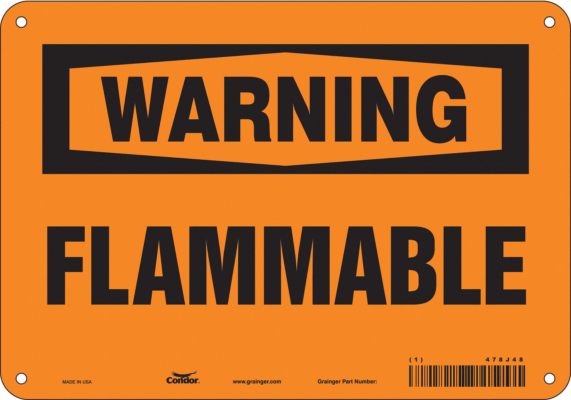 Safety Sign: Aluminum, Mounting Holes Sign Mounting, 7 in x 10 in Nominal Sign Size, 0.032 in Thick