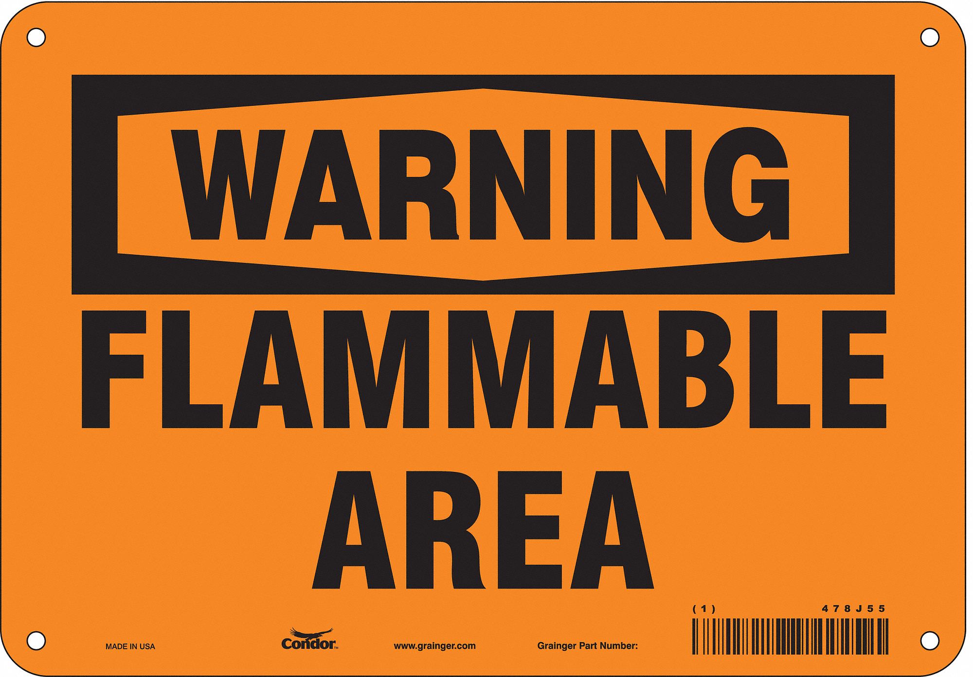 Safety Sign: Aluminum, Mounting Holes Sign Mounting, 7 in x 10 in Nominal Sign Size, 0.032 in Thick