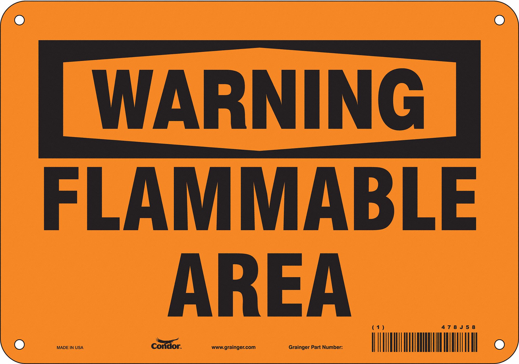 Safety Sign: Polyethylene, Mounting Holes Sign Mounting, 7 in x 10 in Nominal Sign Size