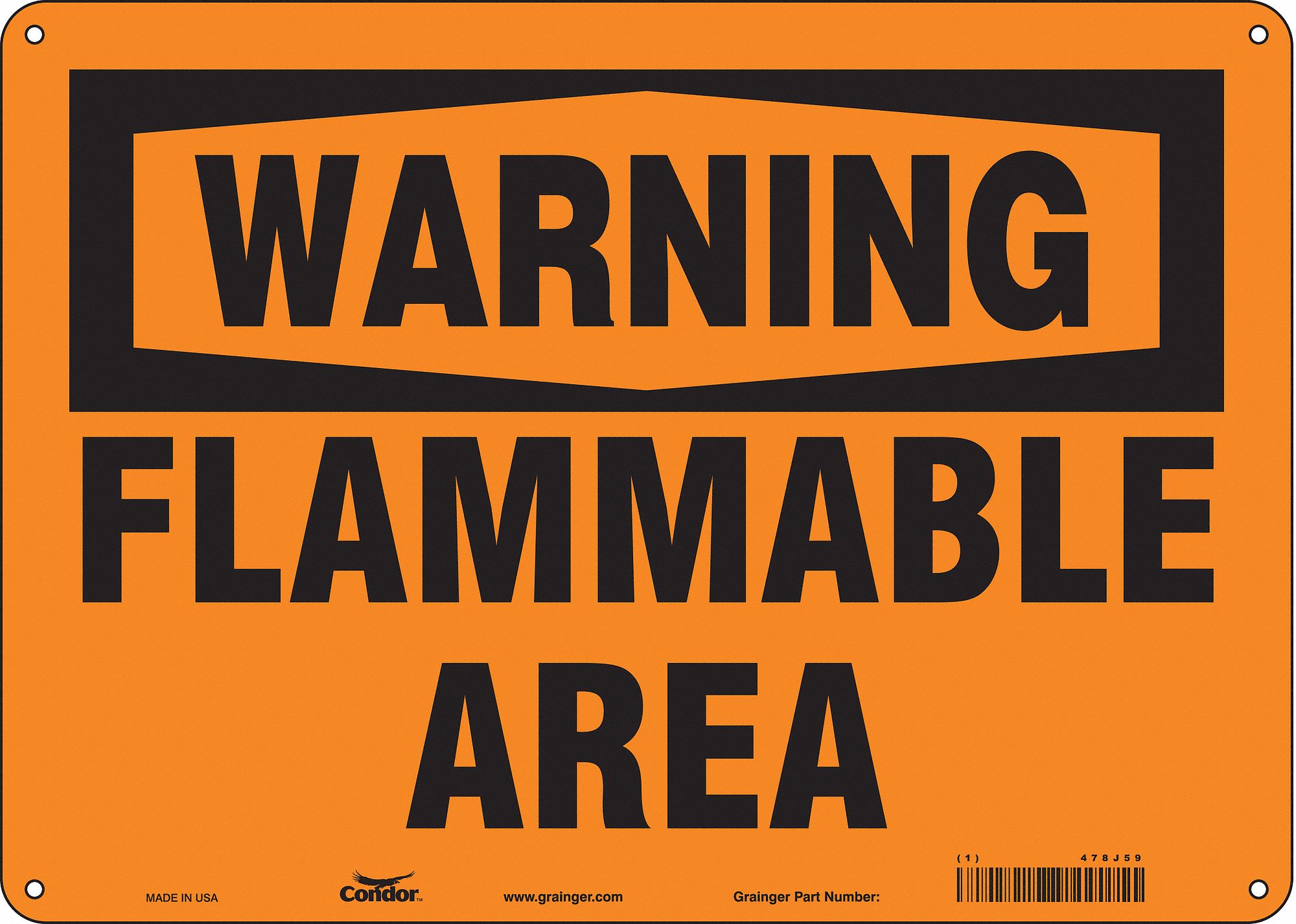 Safety Sign: Polyethylene, Mounting Holes Sign Mounting, 10 in x 14 in Nominal Sign Size
